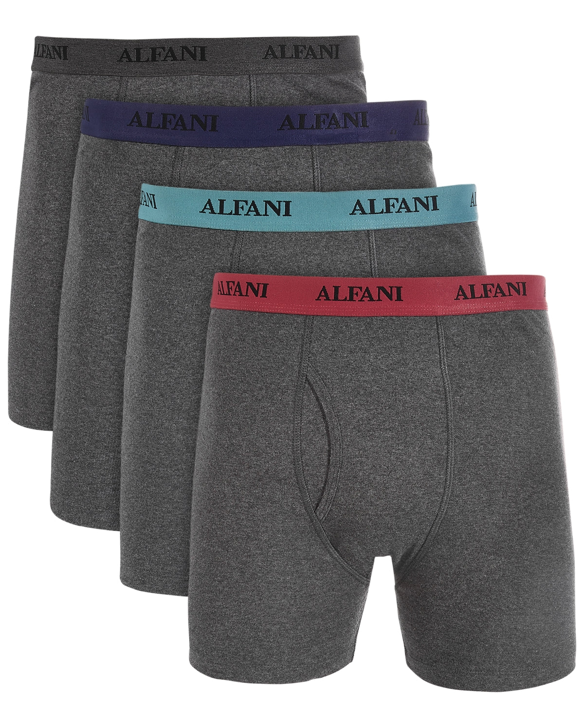 Alfani Men's 4 Pack Moisture Wicking Cotton Boxer Briefs Charcoal Grey Medium