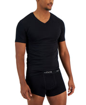 Alfani Mens Slim fit 4 Pack V Neck T-Shirt Shirt Medium Black Solid