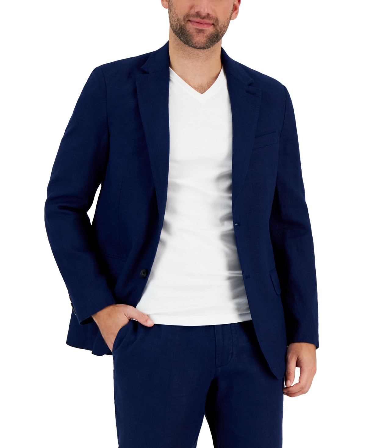 Club Room Men's Tailored Fit Blazer Navy Blue Medium