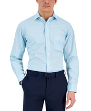 Club Room Men's Regular Fit Glen Plaid Cotton Dress Shirt Blue 15 32 33