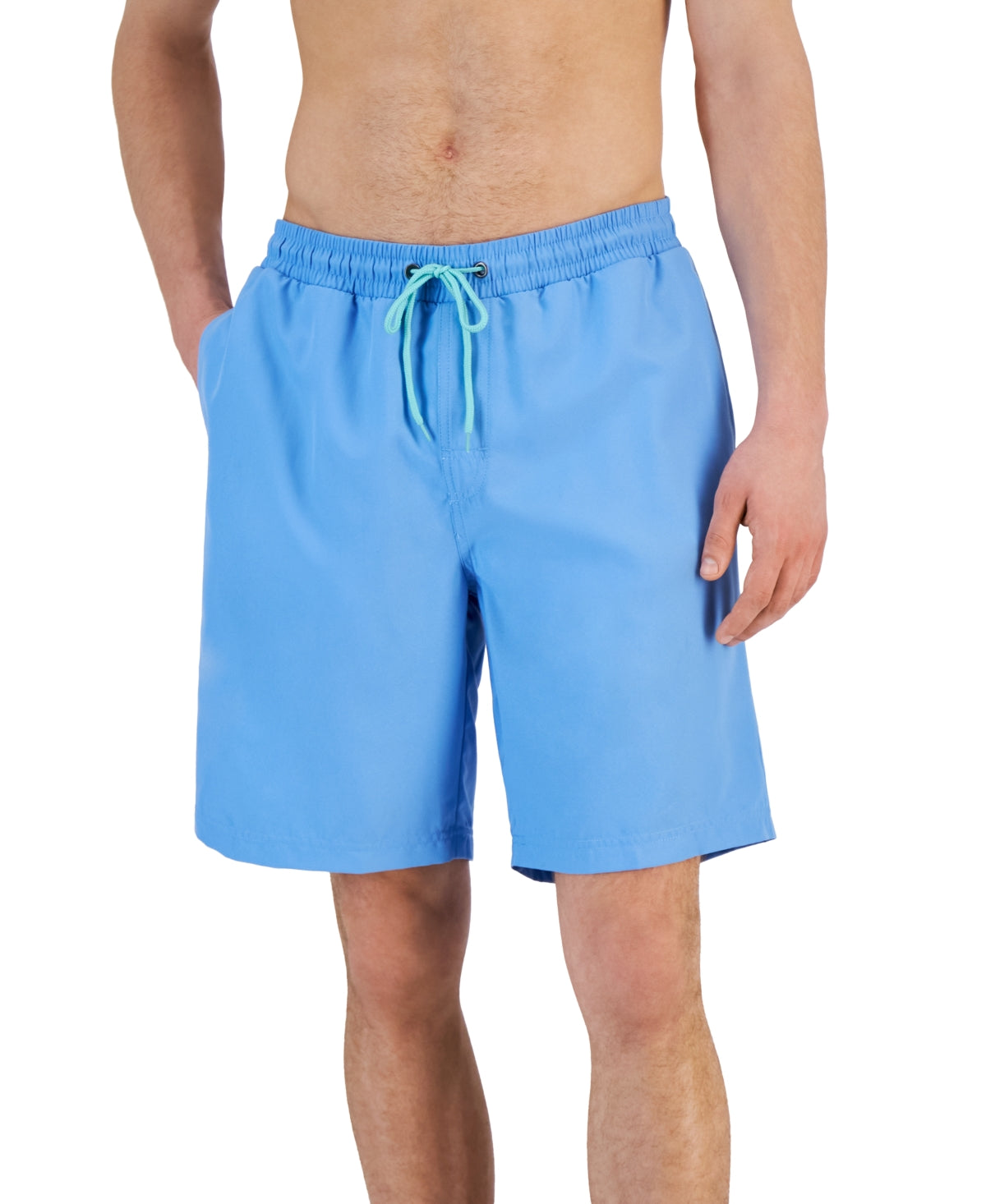 Club Room Men's Quick Dry Solid 9 Inseam Swim Trunks Blue Surf Medium
