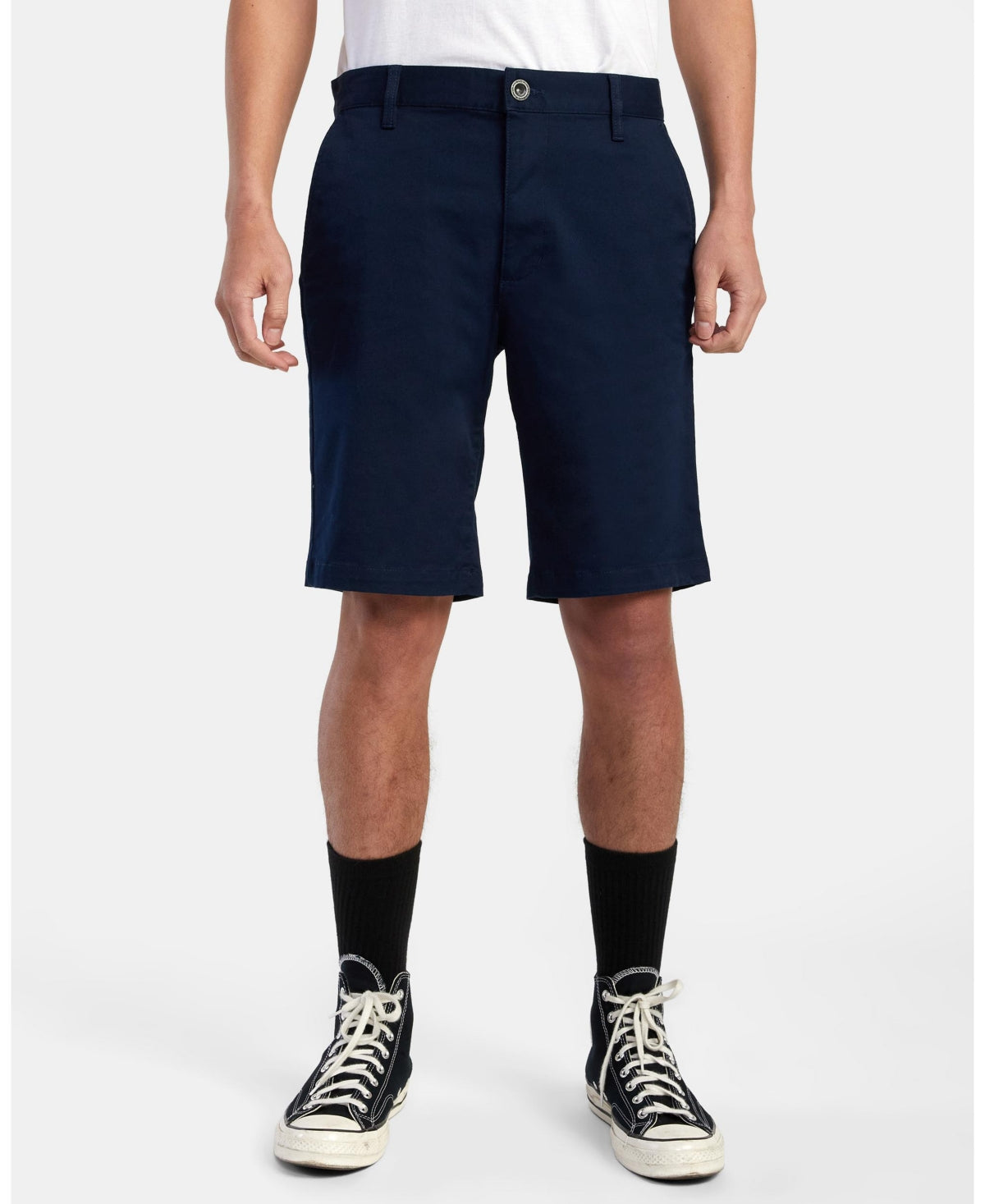 Rvca Mens Regular fit Chinos Shorts 29 Navy Blue Solid Stretch