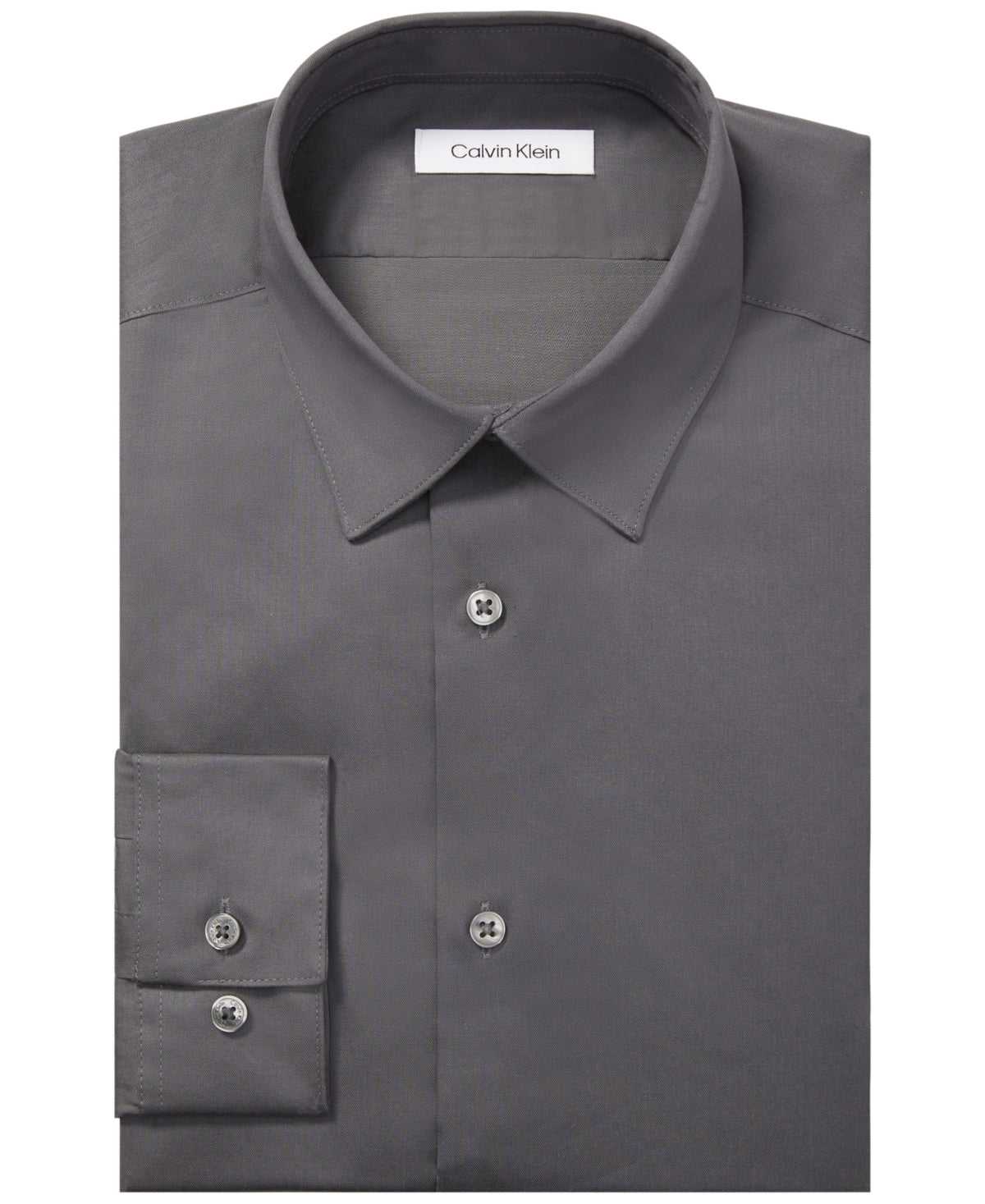 Calvin Klein Men's Steel Slim Fit Non Iron Stain Shield Dress Shirt Grey Large