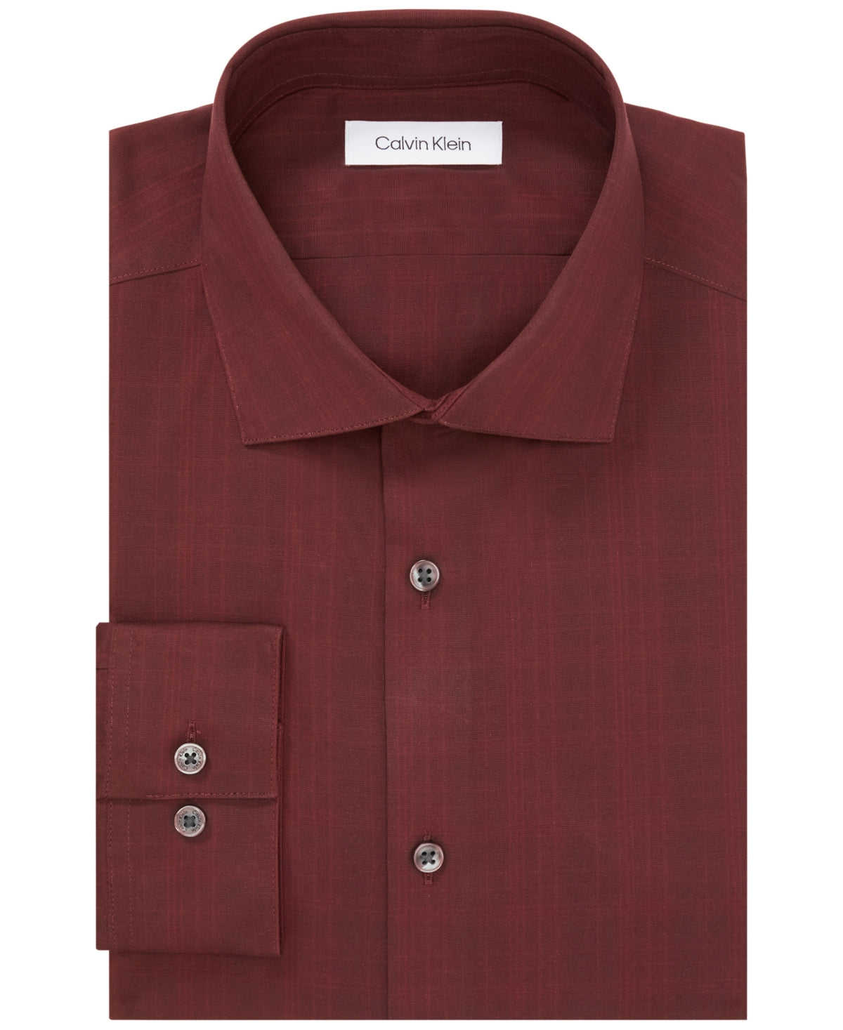 Calvin Klein Men's Steel Slim Button Down Dress Shirt Merlot Red 15.5 34 35