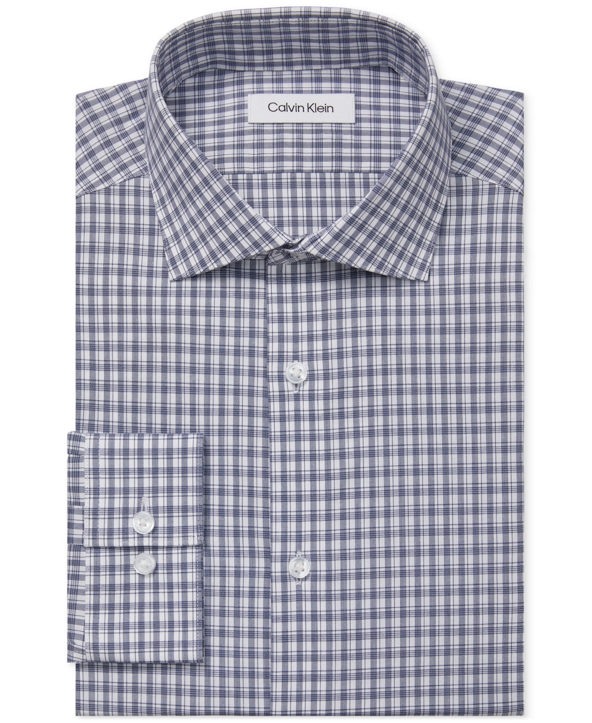 Calvin Klein Men's Steel+ Slim Fit Wrinkle Free Dress Shirt Blue White 15 5