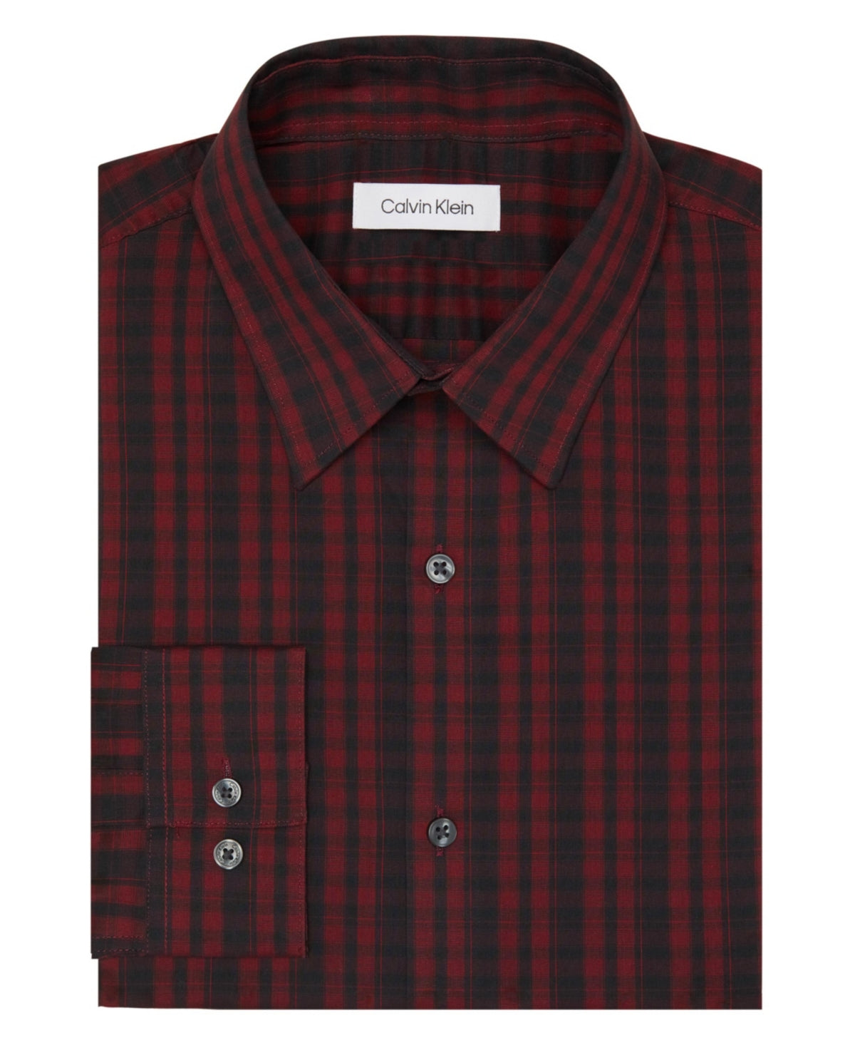 Calvin Klein Mens Stain Shield Button Down Shirt Red Plaid XL