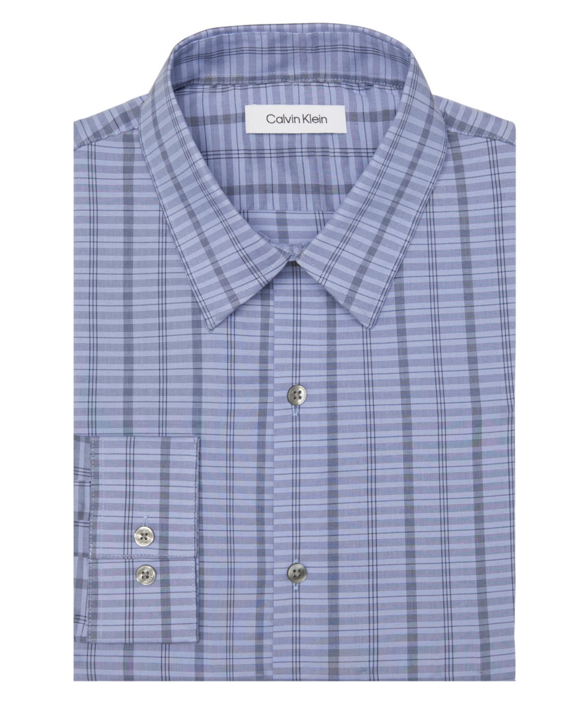 Calvin Klein Men Extra-Slim fit Dress Shirt Shirt XS Long Sleeve Blue Plaid
