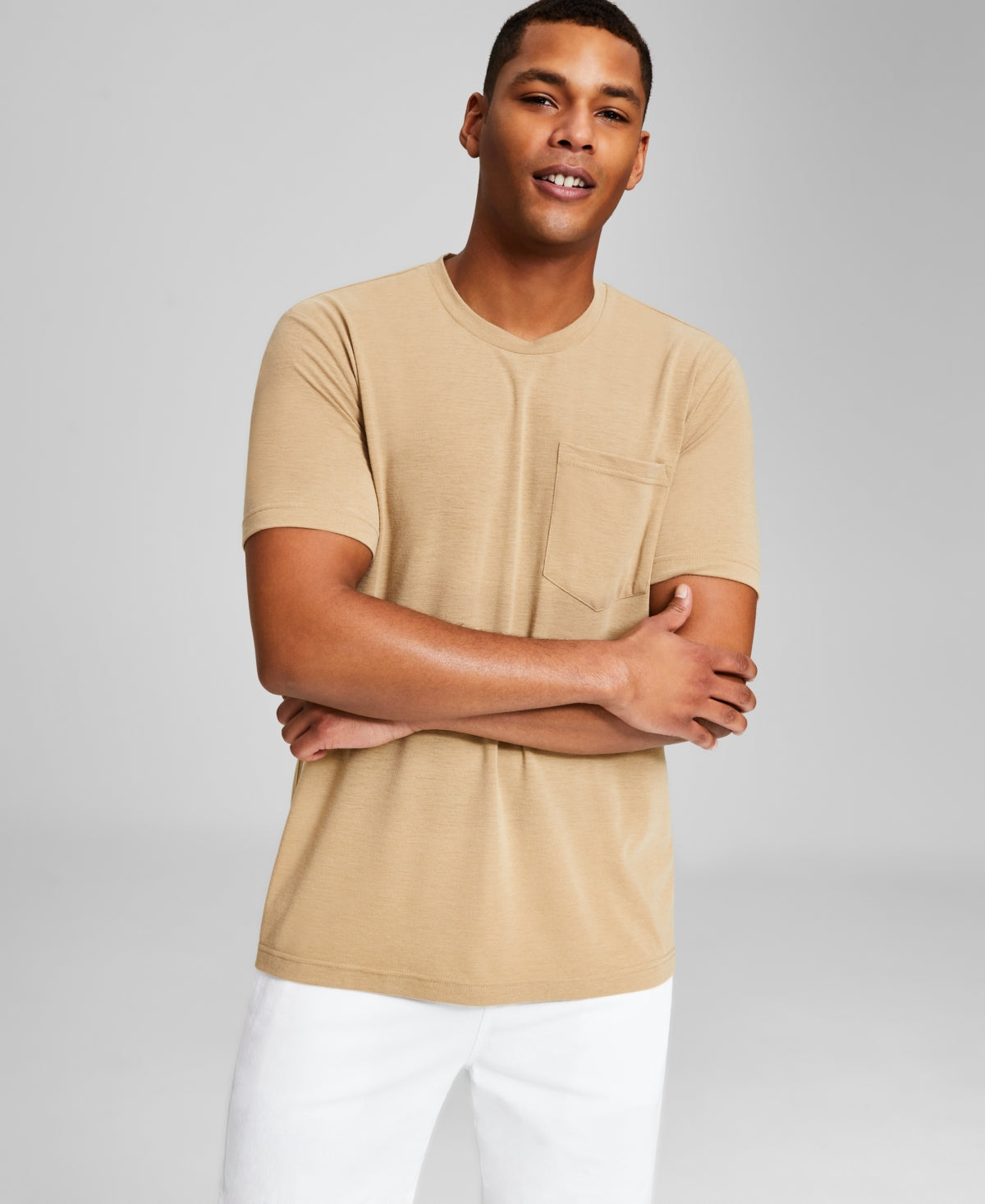 And Now This Men's Short Sleeve Crewneck Pocket T Shirt Brown XL