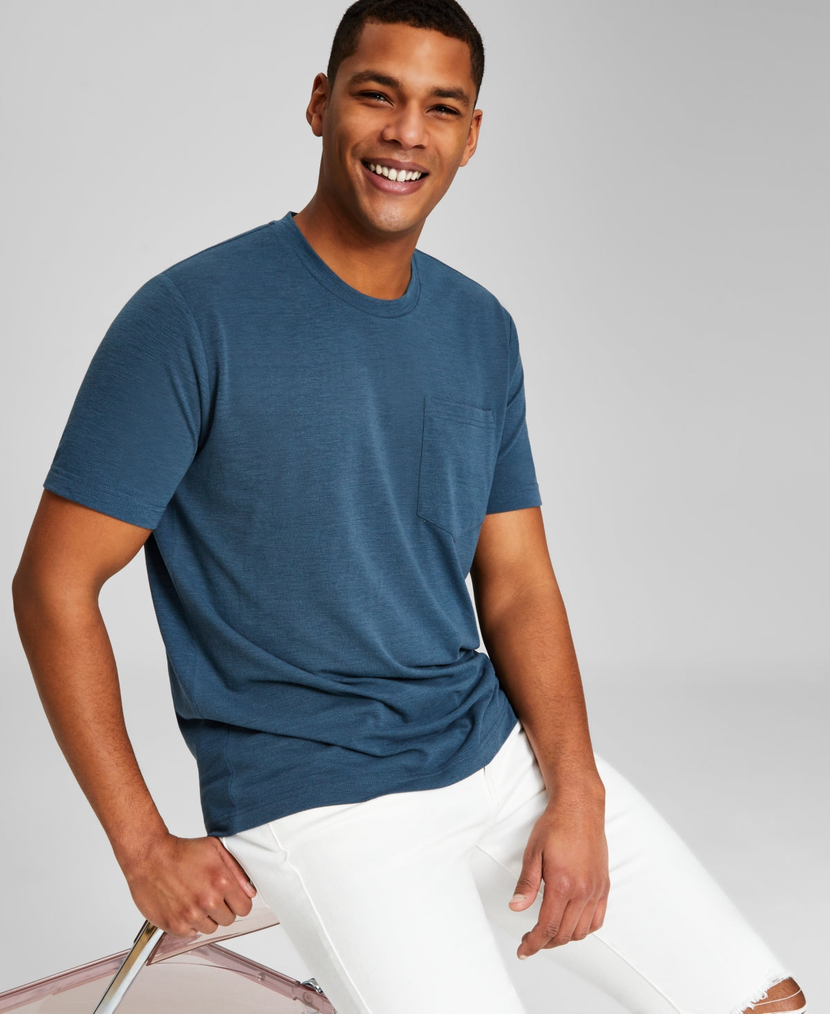 And Now This Mens Soft Touch Pocket Short Sleeve T-Shirt Midnight Navy Small