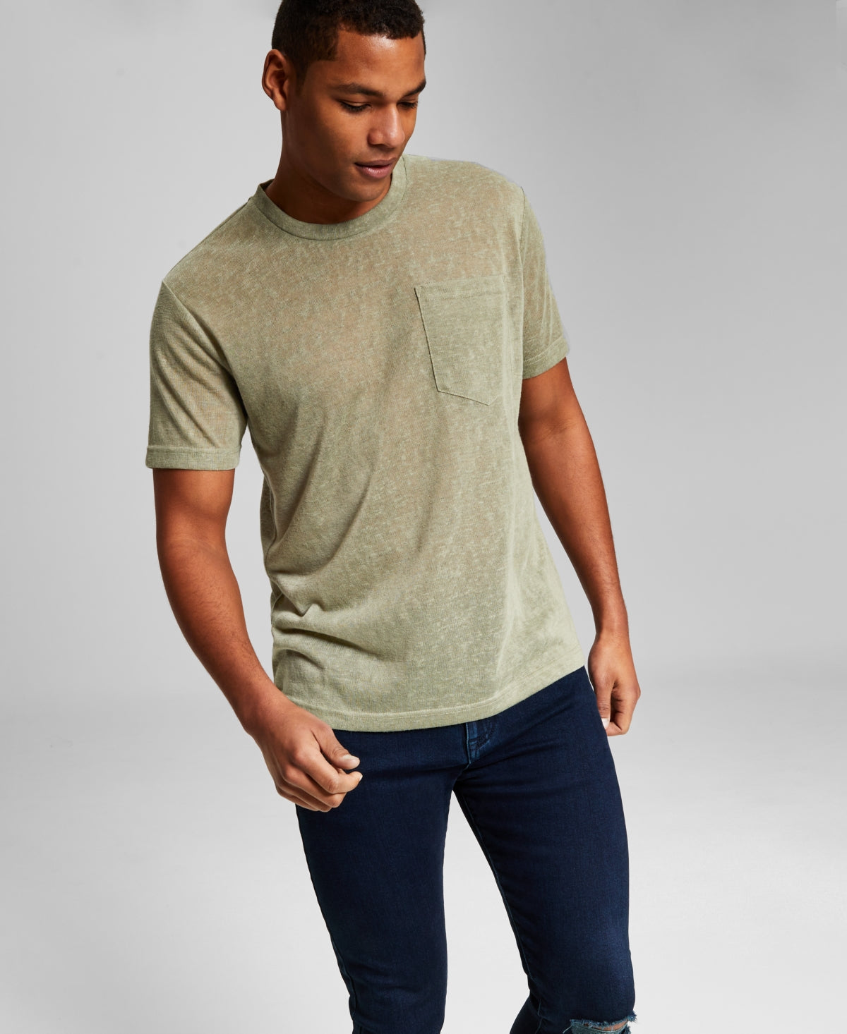And Now This Men's Slub Pocket Short-Sleeve T Shirt Green Large