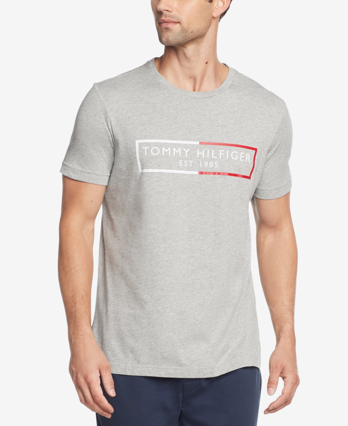 Tommy Hilfiger Men's Modern Essentials Logo Graphic T Shirt Grey Medium