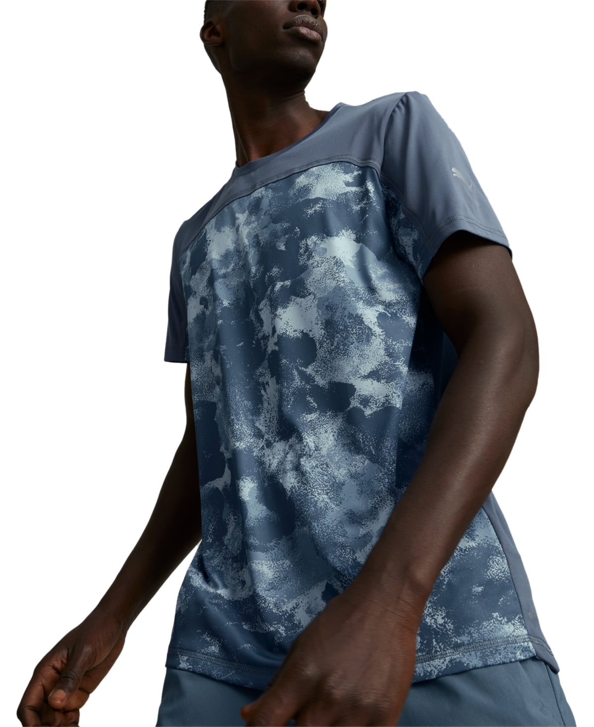 Puma Men's Run Aop Camo Short Sleeve Crewneck T Shirt Grey Combo Large