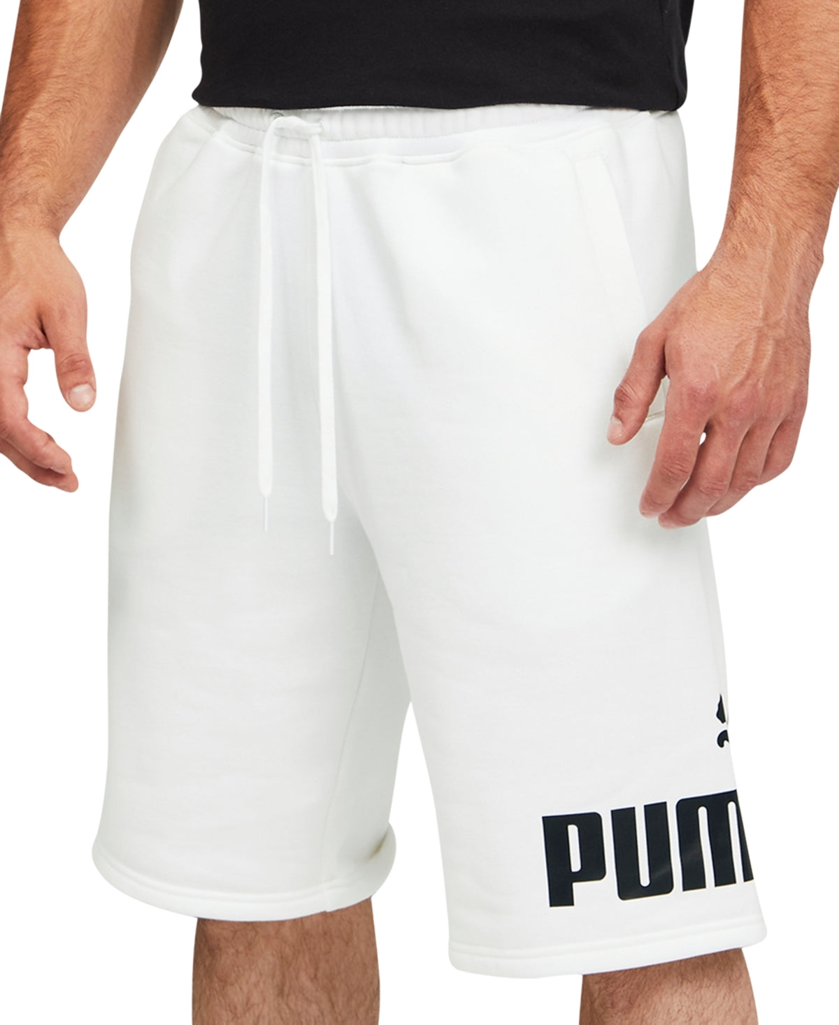 Puma Mens Big Logo Fleece Sweat Shorts Small Dark Green