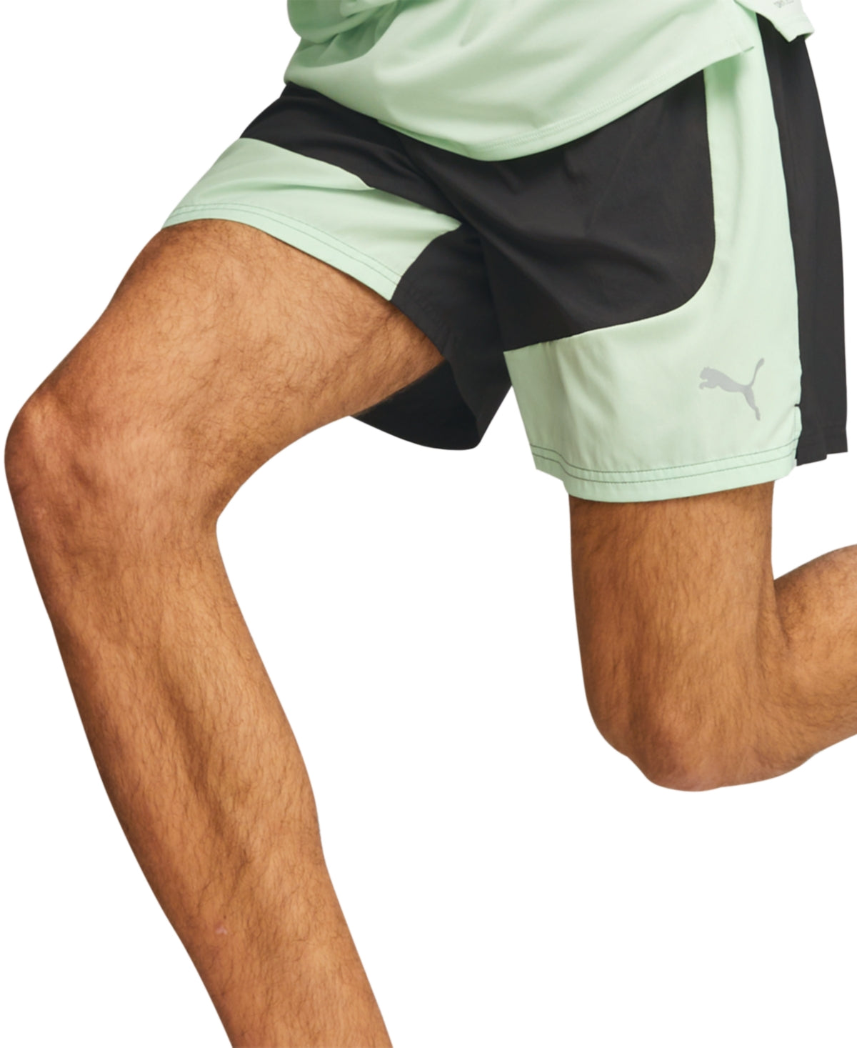 Puma Run Mens Favorite Velocity 7" Running Shorts Green Black Large