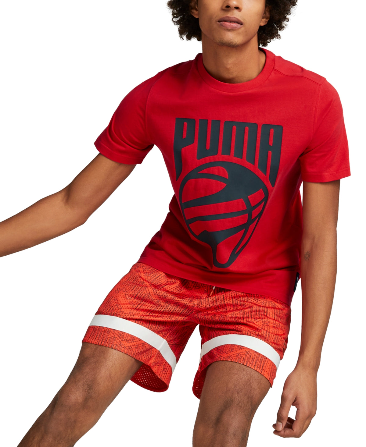 Puma Men's Short-Sleeve Graphic T shirt Red black Large