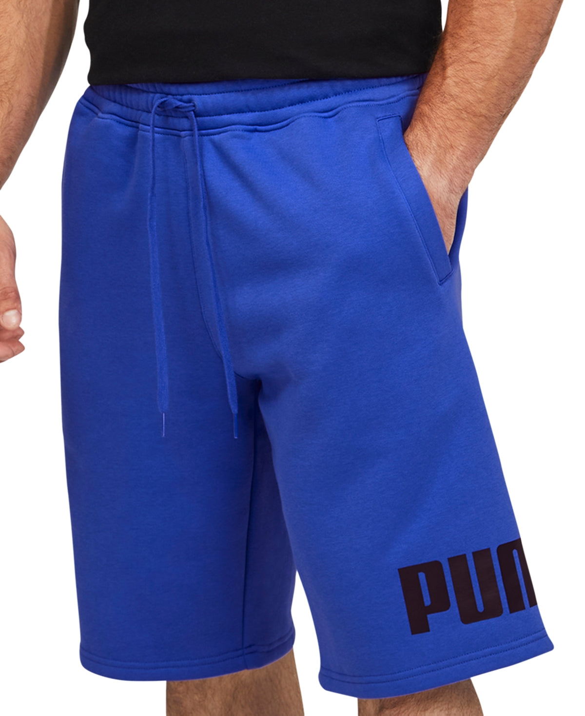 PUMA Big Logo Mens Mid Rise Workout Shorts Blue Small