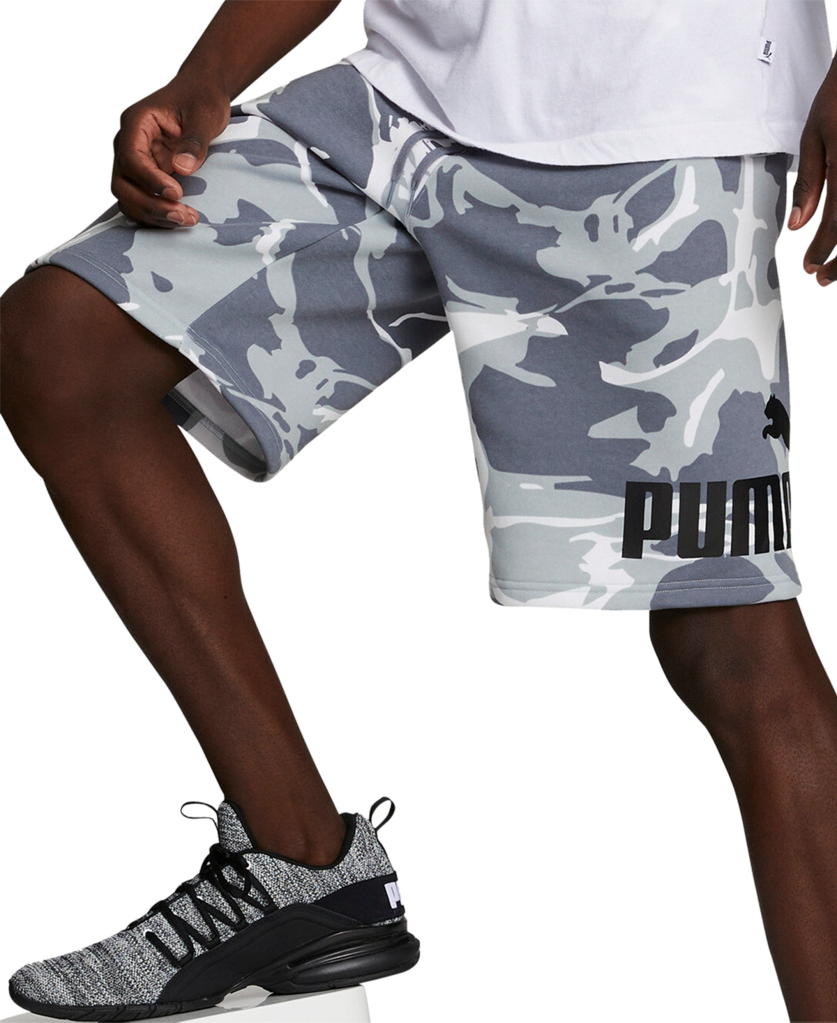 PUMA Mens Relaxed Fit Workout Shorts Grey XL
