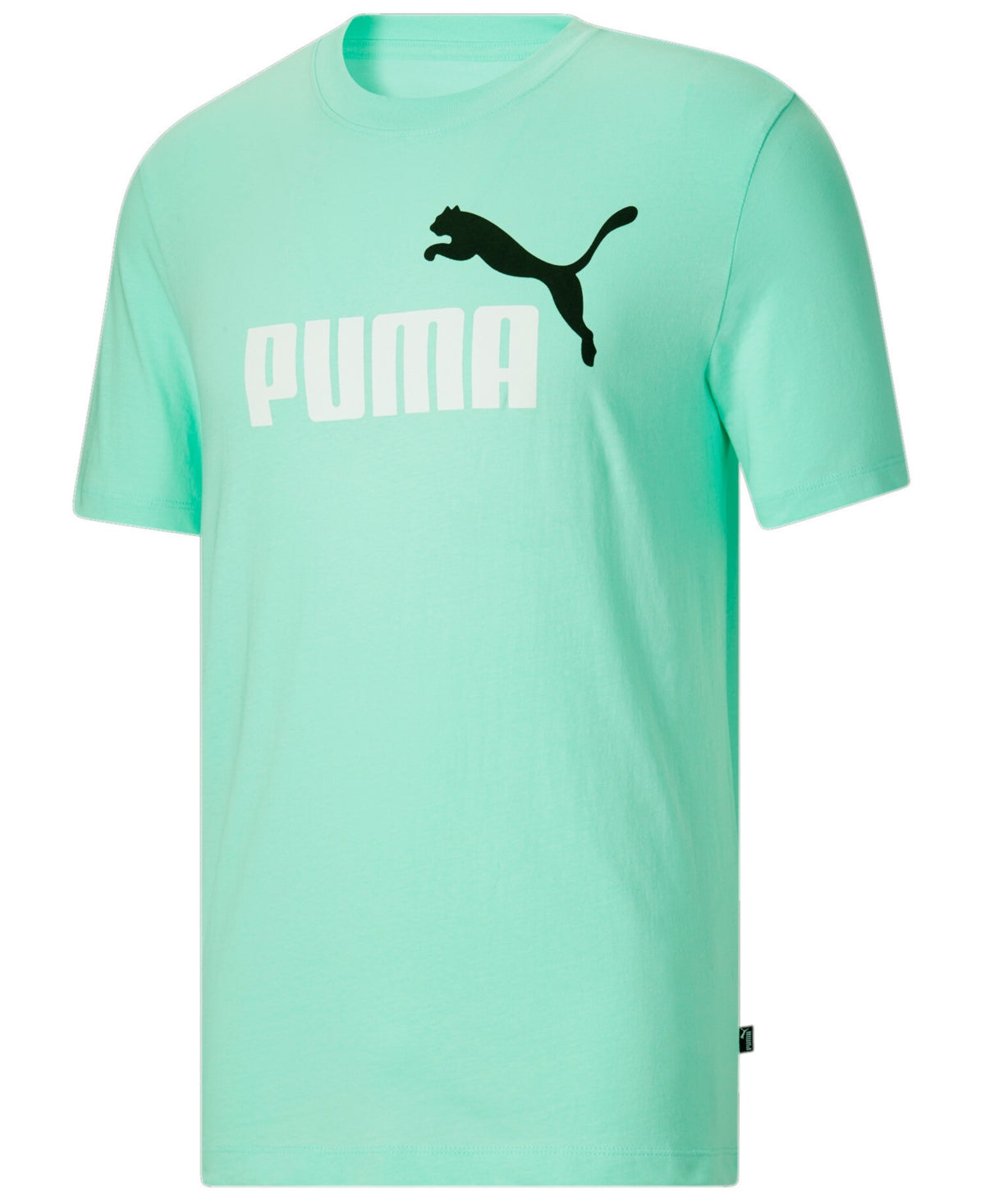 Puma Mens Essential Logo T Shirt Mint Green White Medium