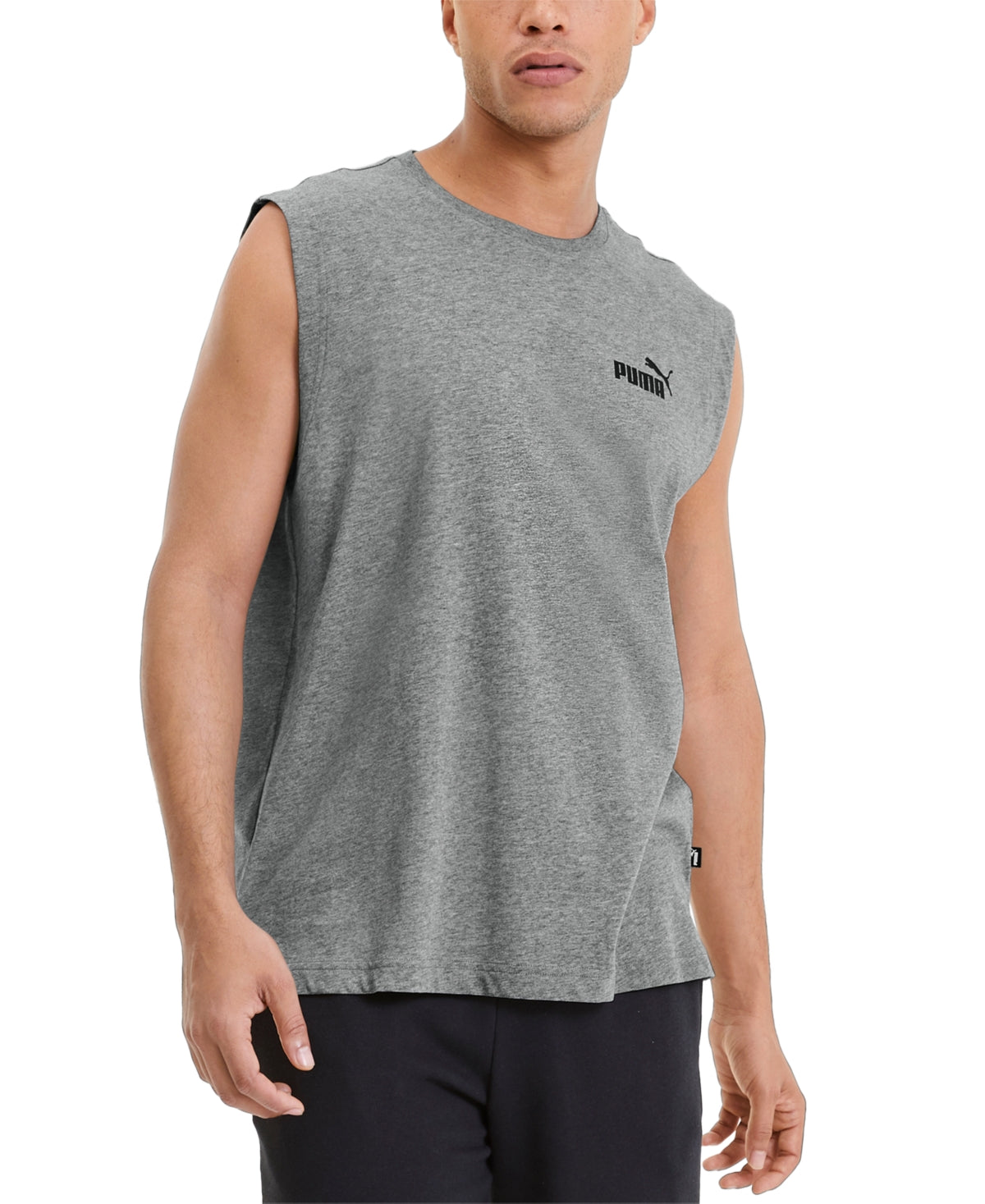 Puma Men's Ess Logo Graphic Sleeveless Tank T-Shirt Grey Medium