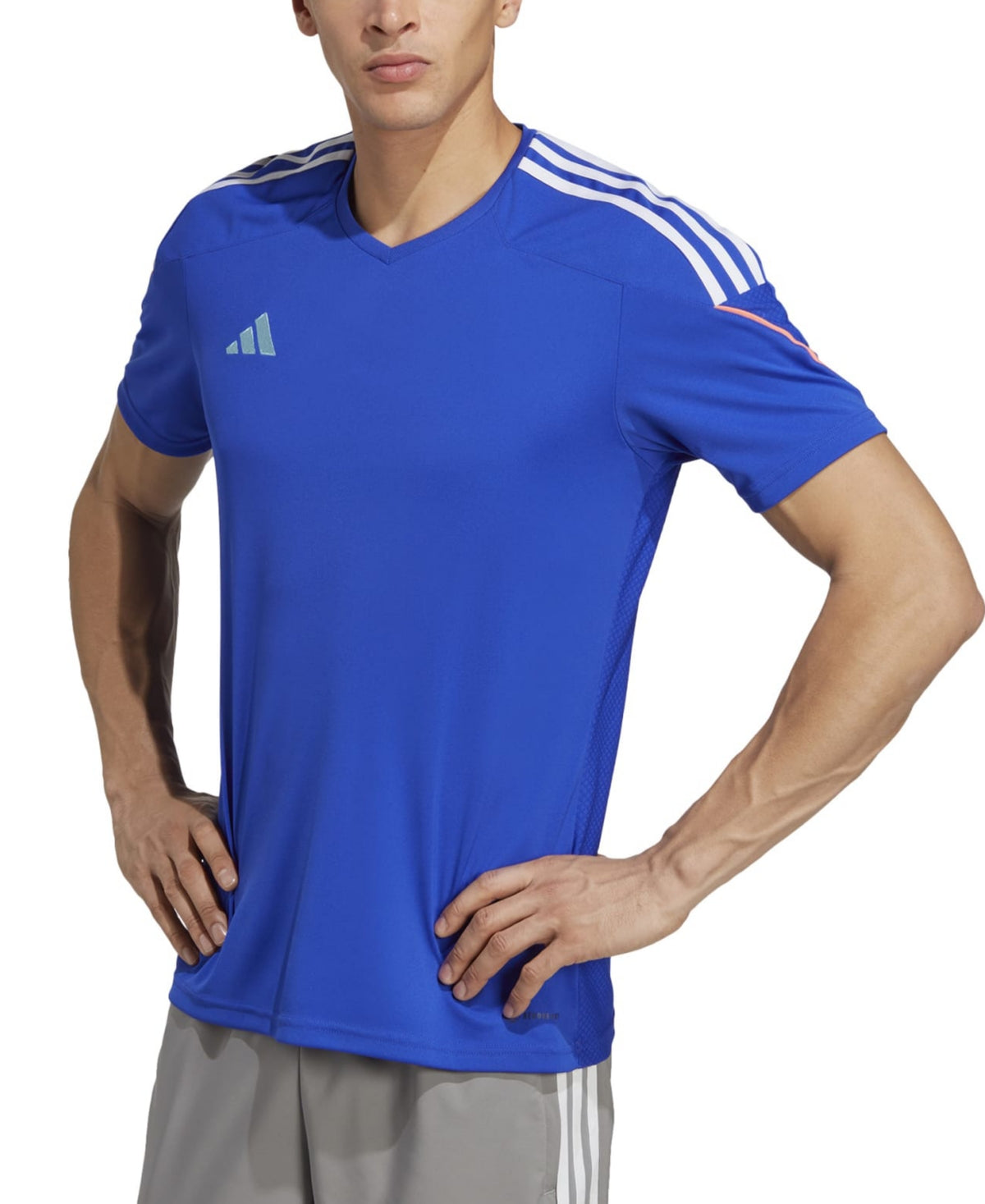 Adidas Men s Tiro 23 League Slim Fit Performance 3 Stripes T Shirt Blue XL