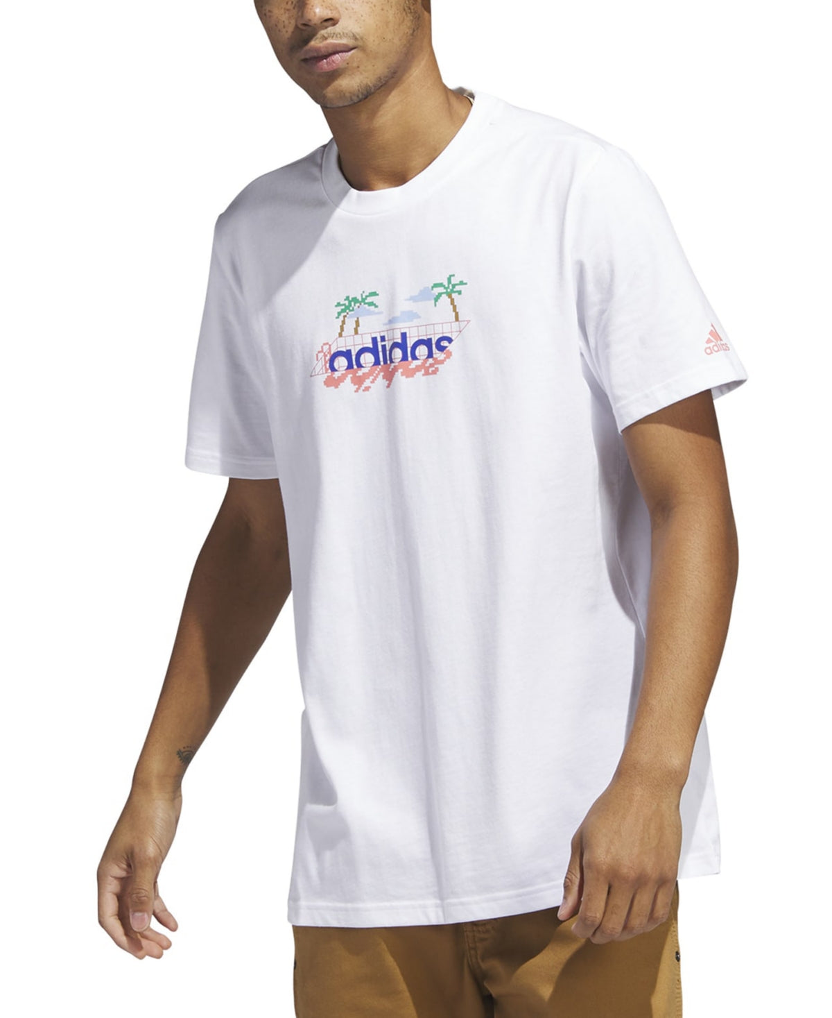 Adidas Men's Short-Sleeve Crewneck Be White/Multi 2XL