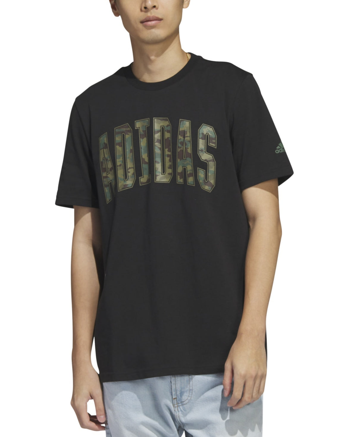 Adidas Mens Sportswear Camo Short Sleeve T Shirt Black Medium