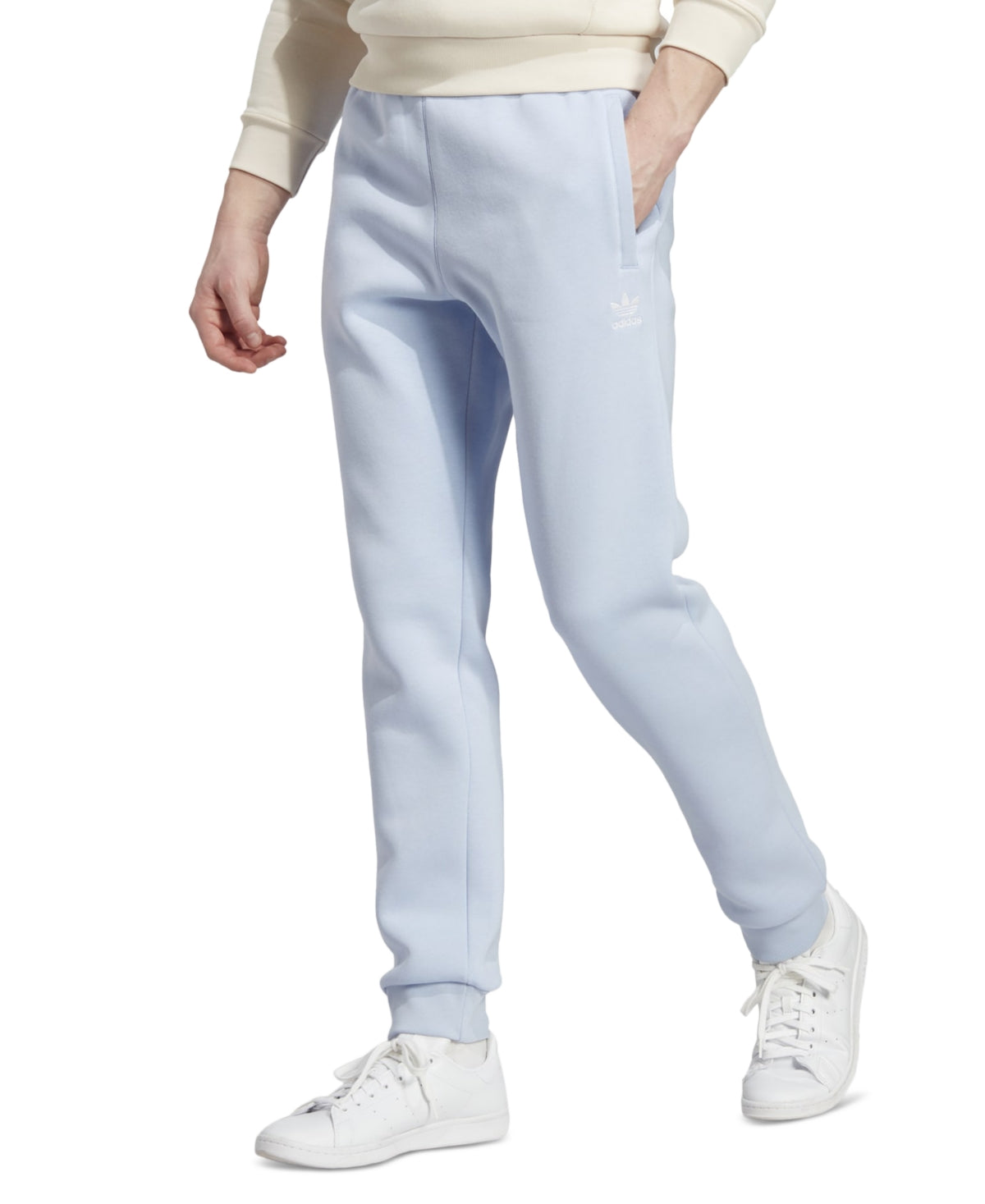 Adidas Mens Fleece Slim Fit Joggers Light Blue Small Medium