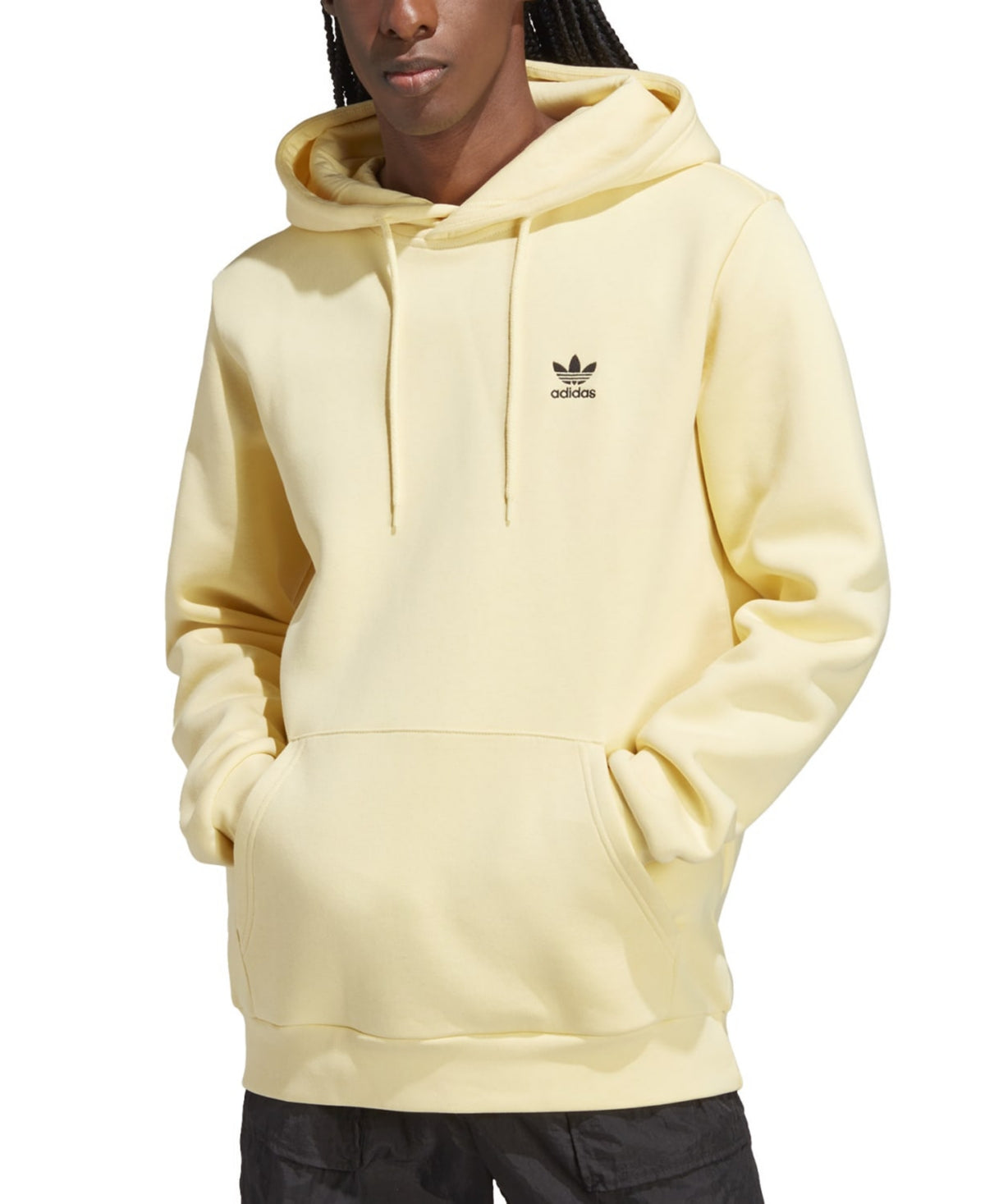 Adidas Men's Trefoil Essentials Long-Sleeve Hoodie Sweatshirt Yellow Small
