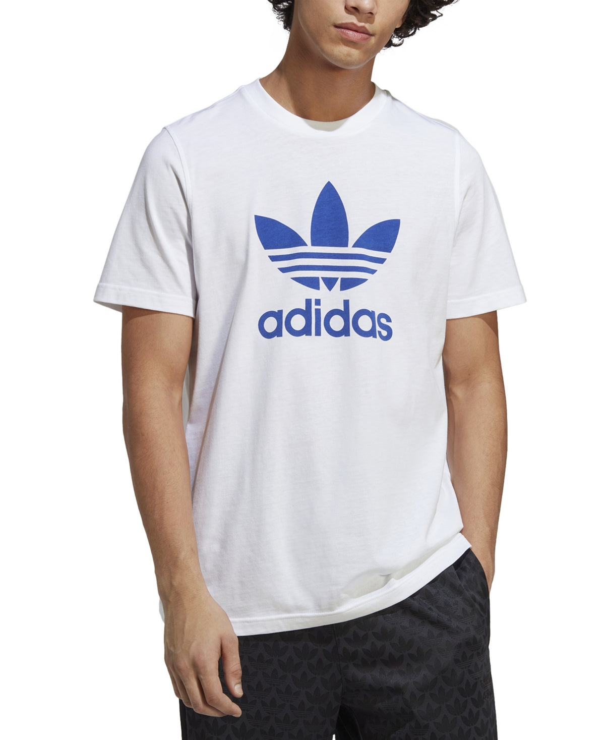 Adidas Men's Classic Adicolor Trefoil Short Sleeve T Shirt White Blue Small