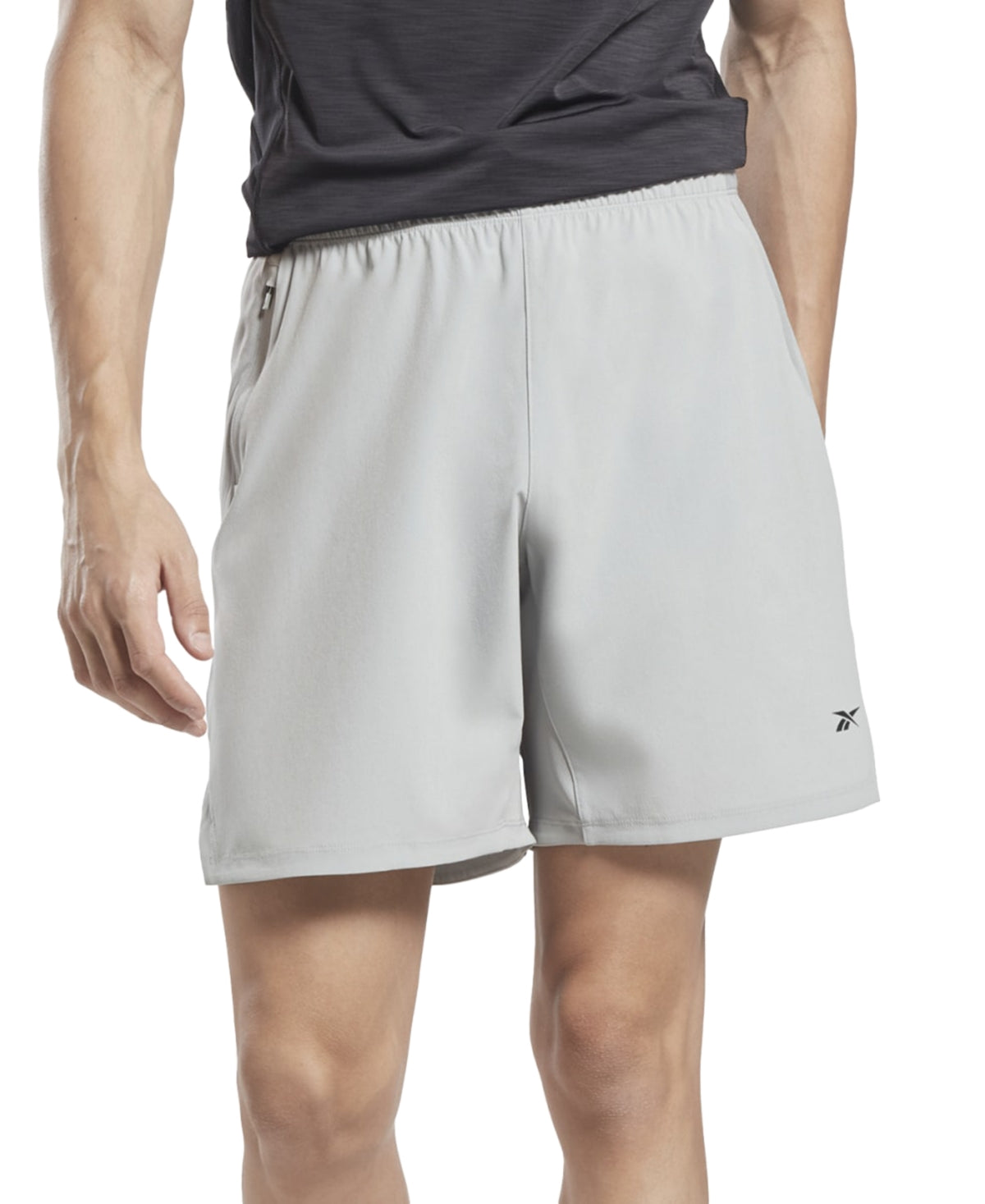Reebok Mens Regular fit Athletic Shorts Small Light Grey Solid