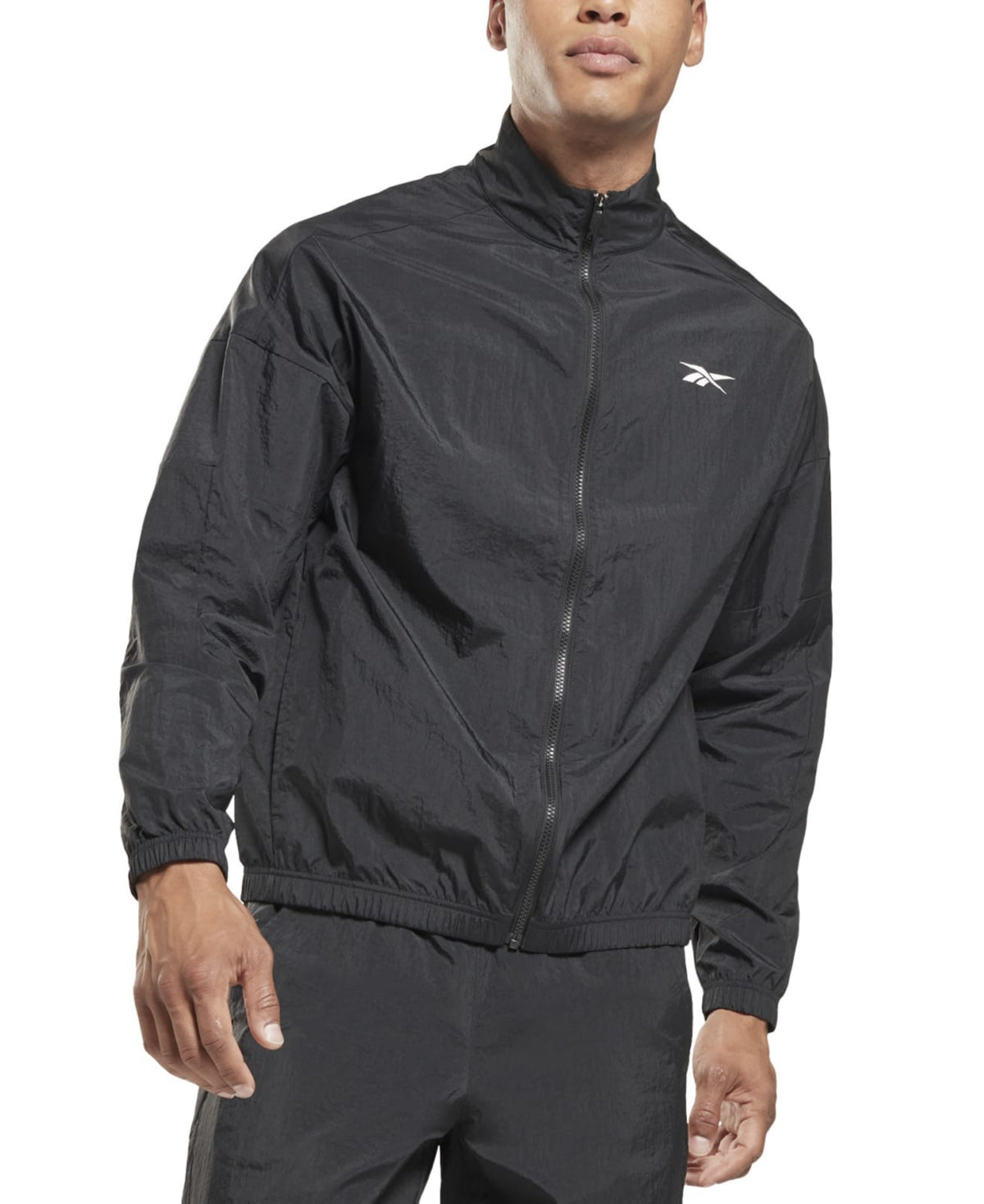 Reebok Mens Track Jacket Coat Medium Black Solid