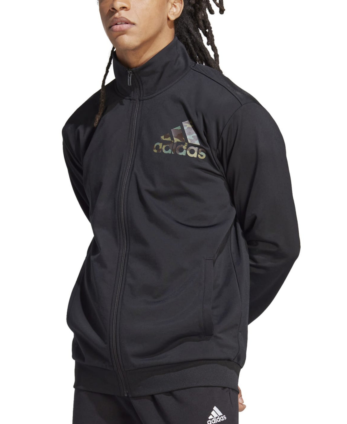 Adidas Men's Badge of Sport Camo Logo Print Track Jacket Black Large