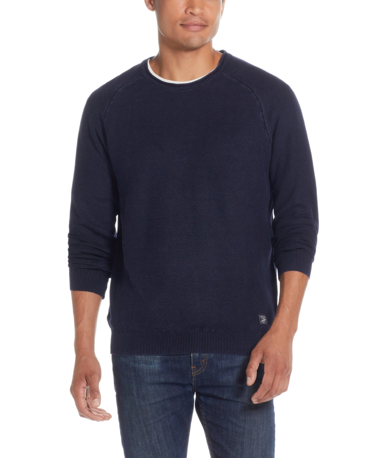 Weatherproof Vintage Men's Stonewash Textured Sweater Navy Blue Small