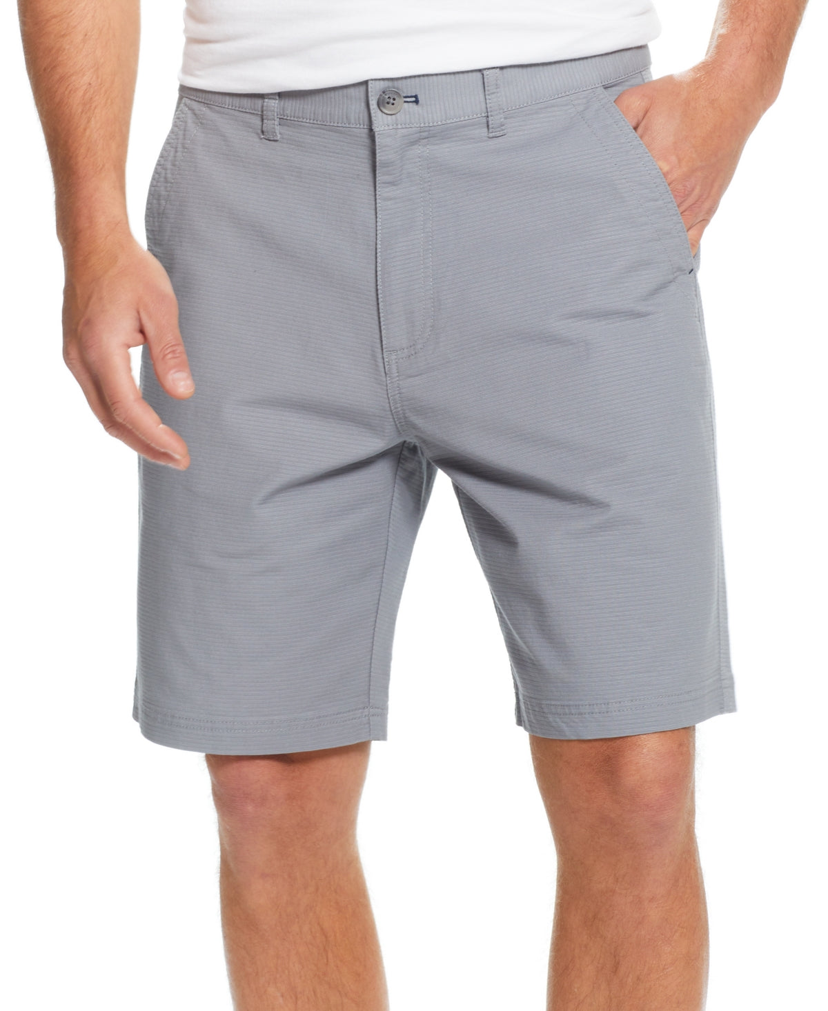 Weatherproof Vintage Men's 9 Inseam Ribbed Ottoman Flat Front Shorts Grey 42