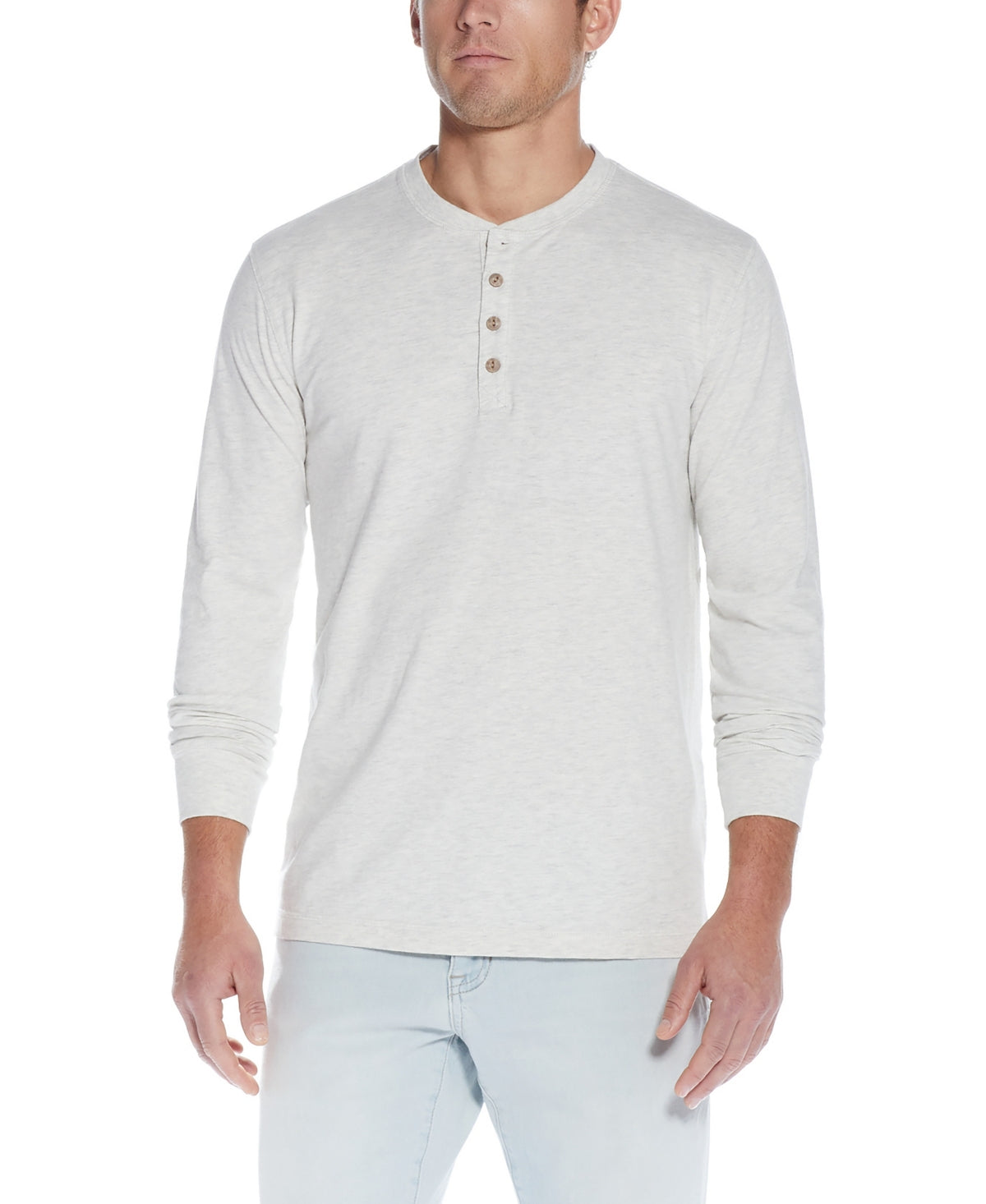 Weatherproof Vintage Men's Long Sleeve Jersey Henley T Shirt Oatmeal Small