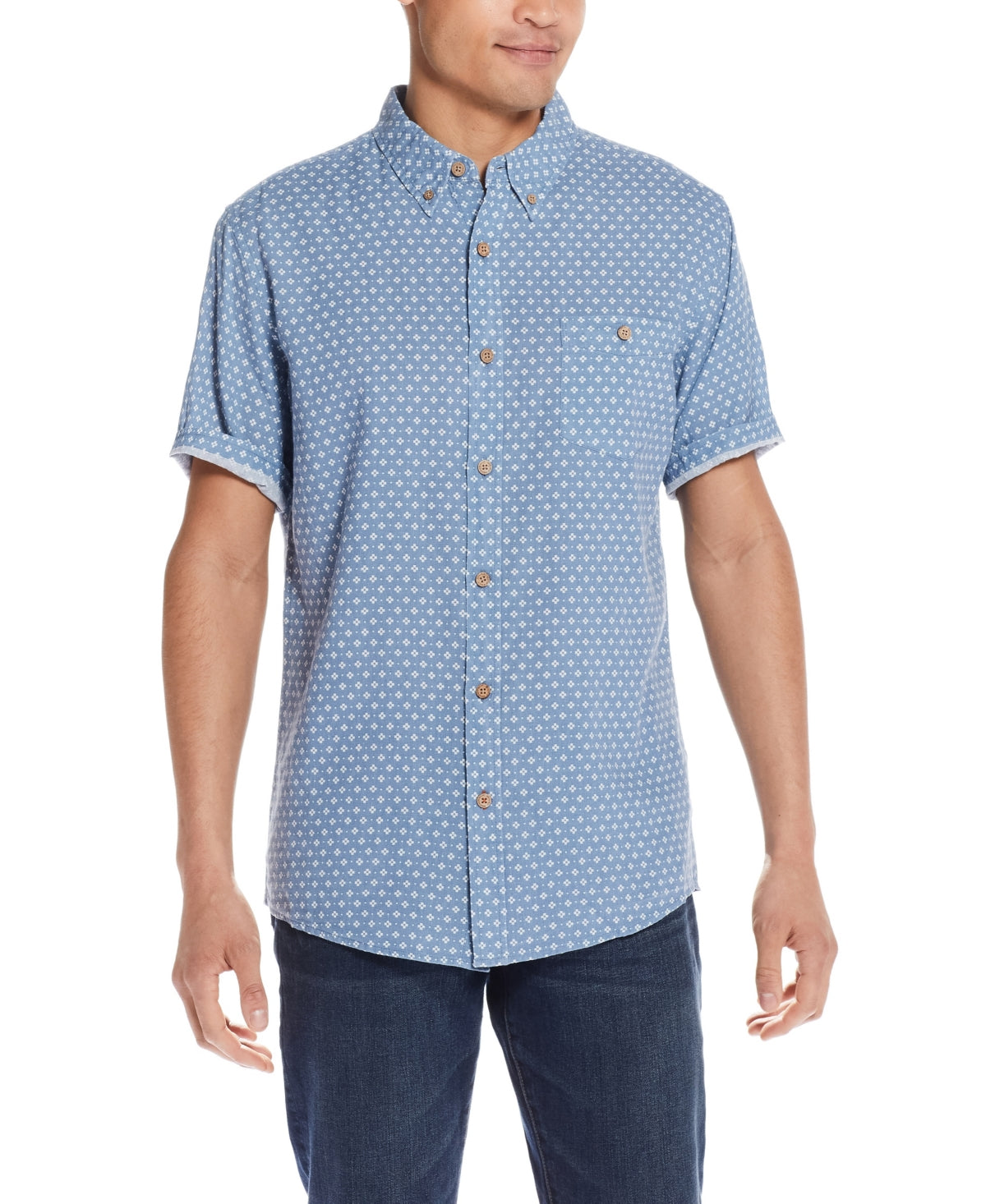 Weatherproof Vintage Men's Floral Short Sleeve Button Down Shirt Small