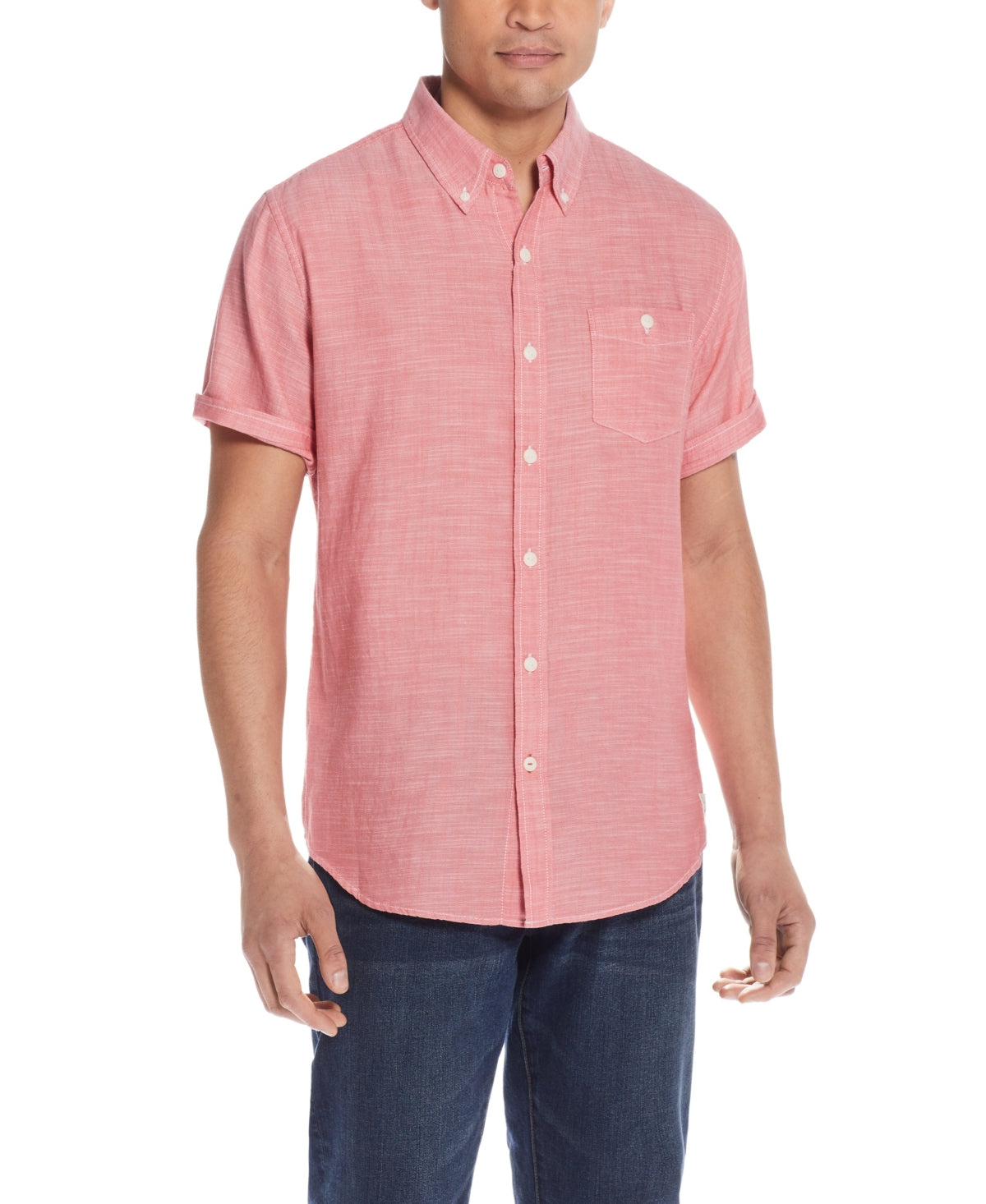 Weatherproof Vintage Mens Cotton Button Down Shirt Cranberry Small