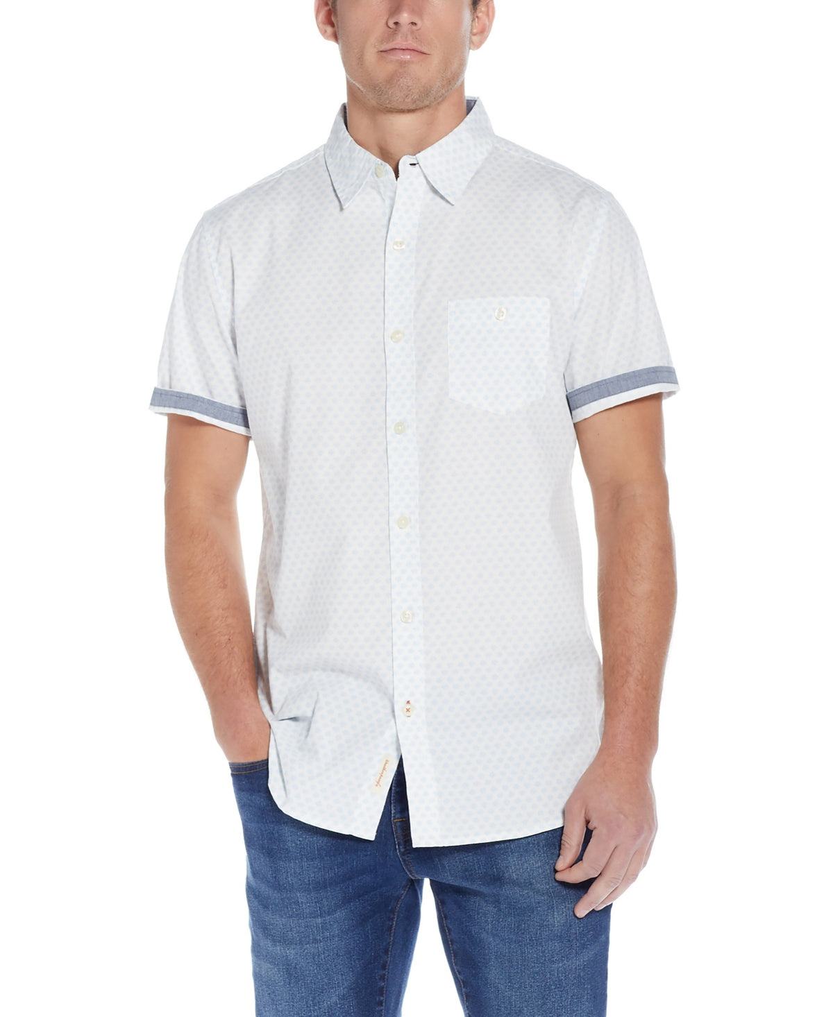 Weatherproof Vintage Men's Short Sleeve Button Down Shirt Light Blue Small