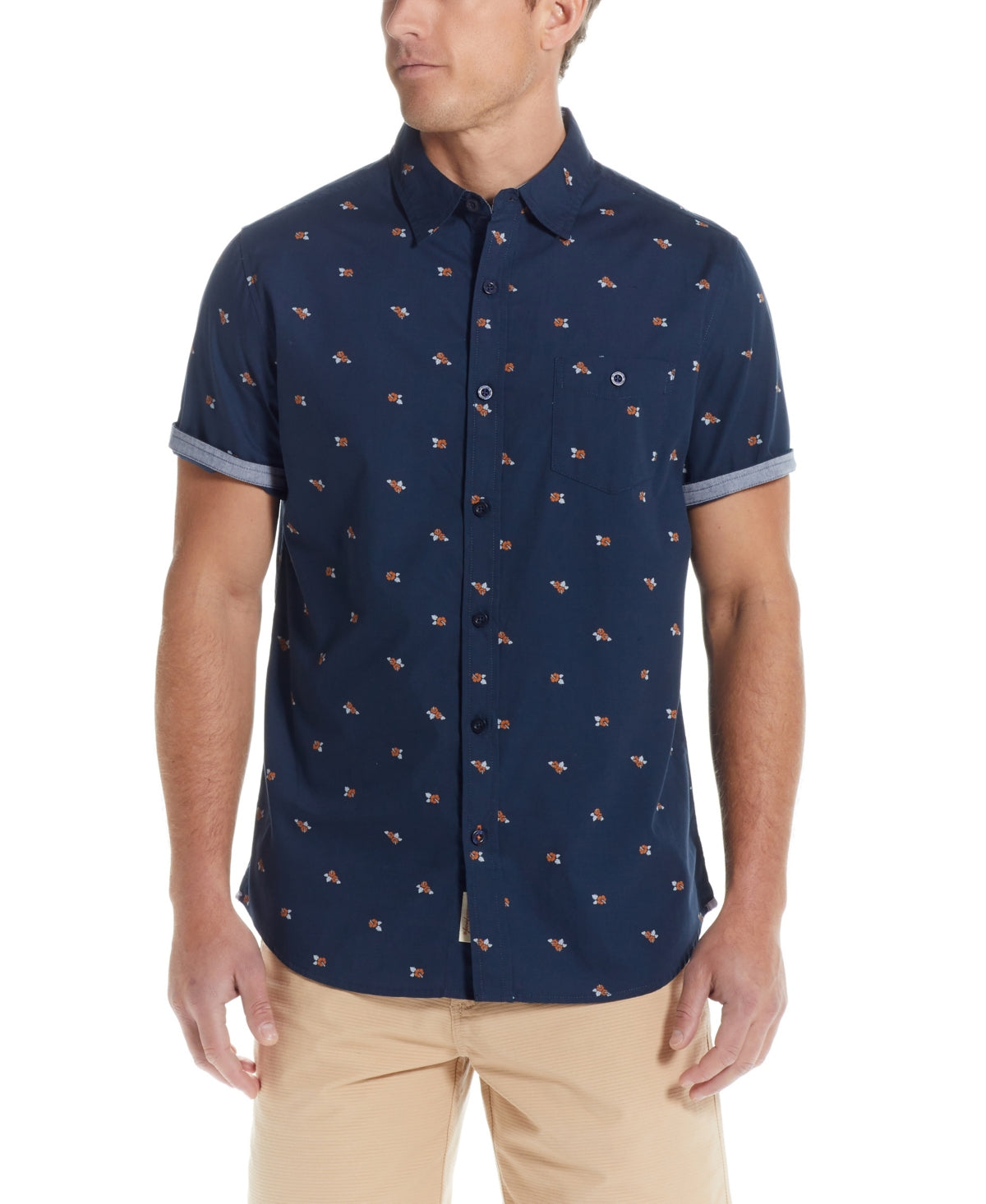 Weatherproof Vintage Men's Short Sleeve Button Down Small Shirt Blue Small