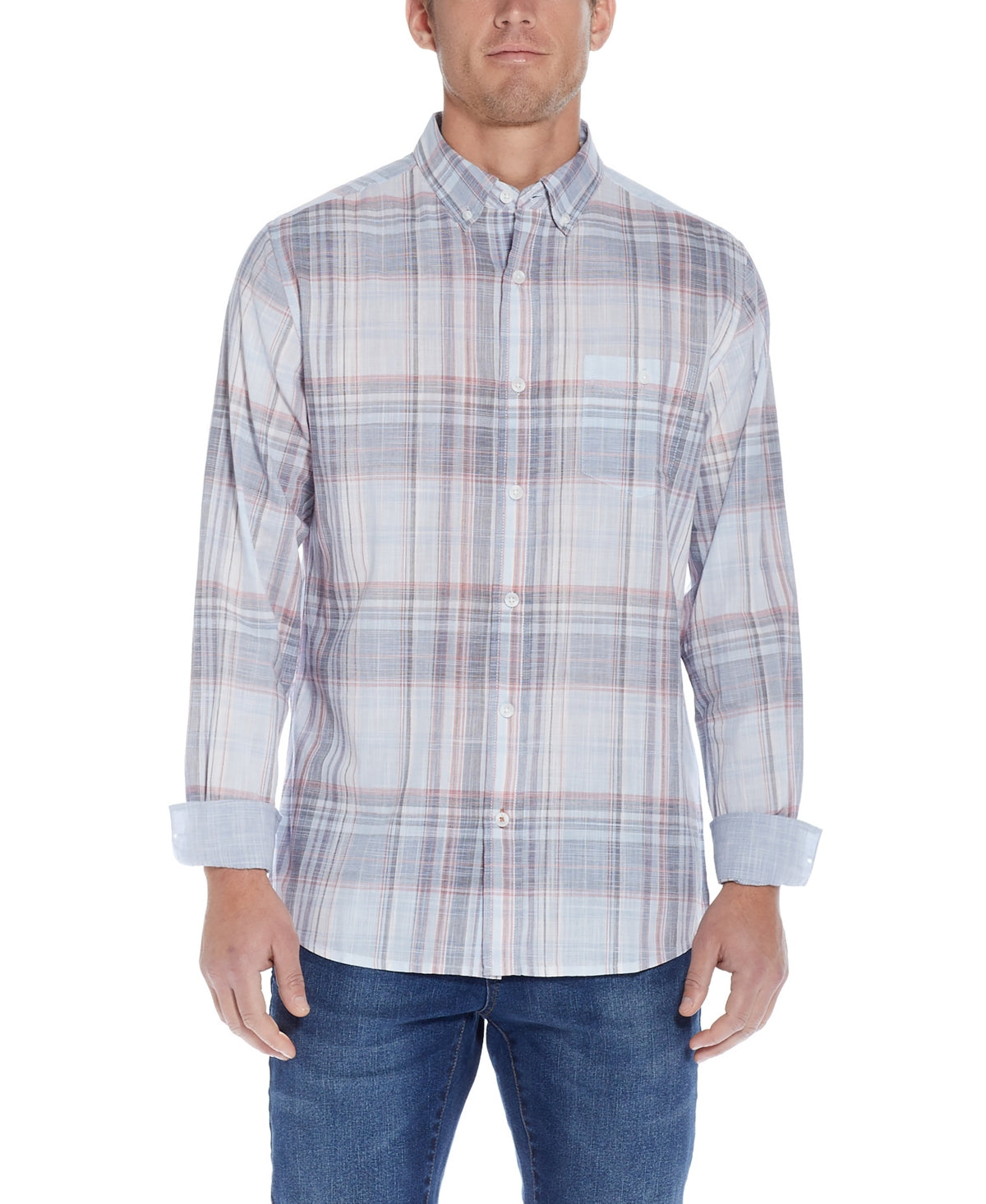 Weatherproof Vintage Men's Long Sleeve Button Down Shirt White Multi Small