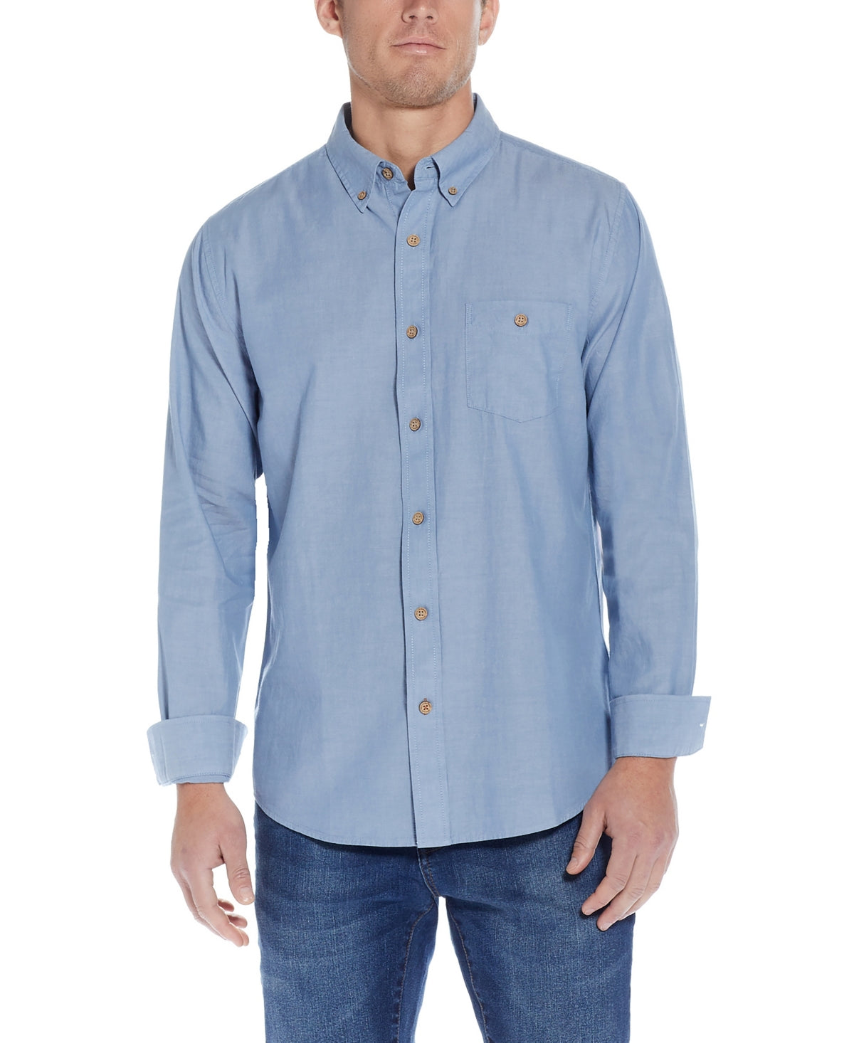 Weatherproof Vintage Mens Chambray Long Sleeve Button Down Shirt Blue XXL