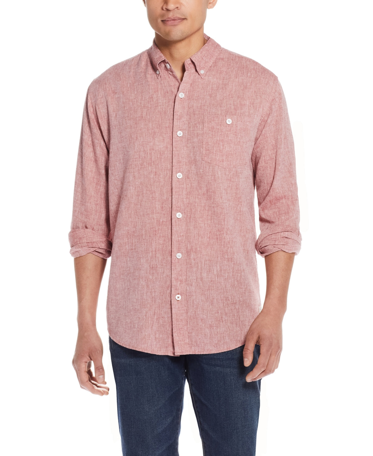 Weatherproof  Vintage Men's Long Sleeve Button Down Shirt Chili Oil Red Large
