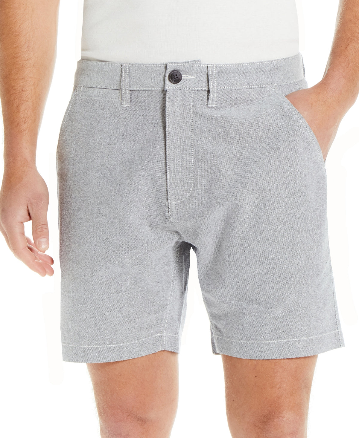 WEATHERPROOF VINTAGE Men's 7" Inseam Cotton Oxford Shorts Grey 38