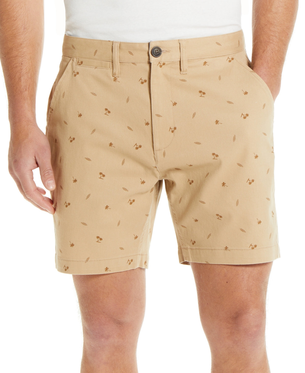 Weatherproof Vintage Mens 7 Shorts Nomad Palm Print Beige 40