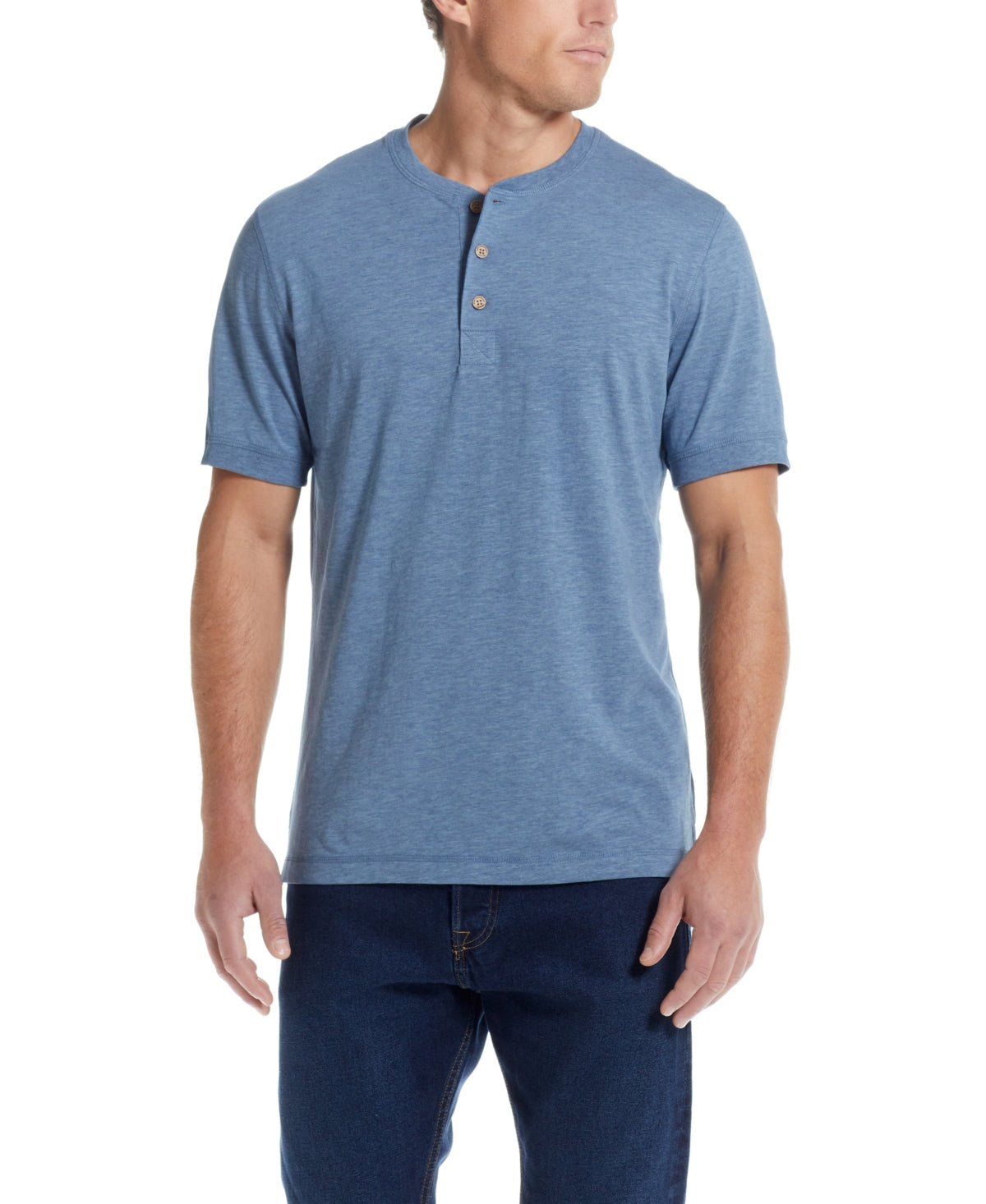 Weatherproof Vintage Men's Faded Denim Blue Short Sleeve Shirt Small