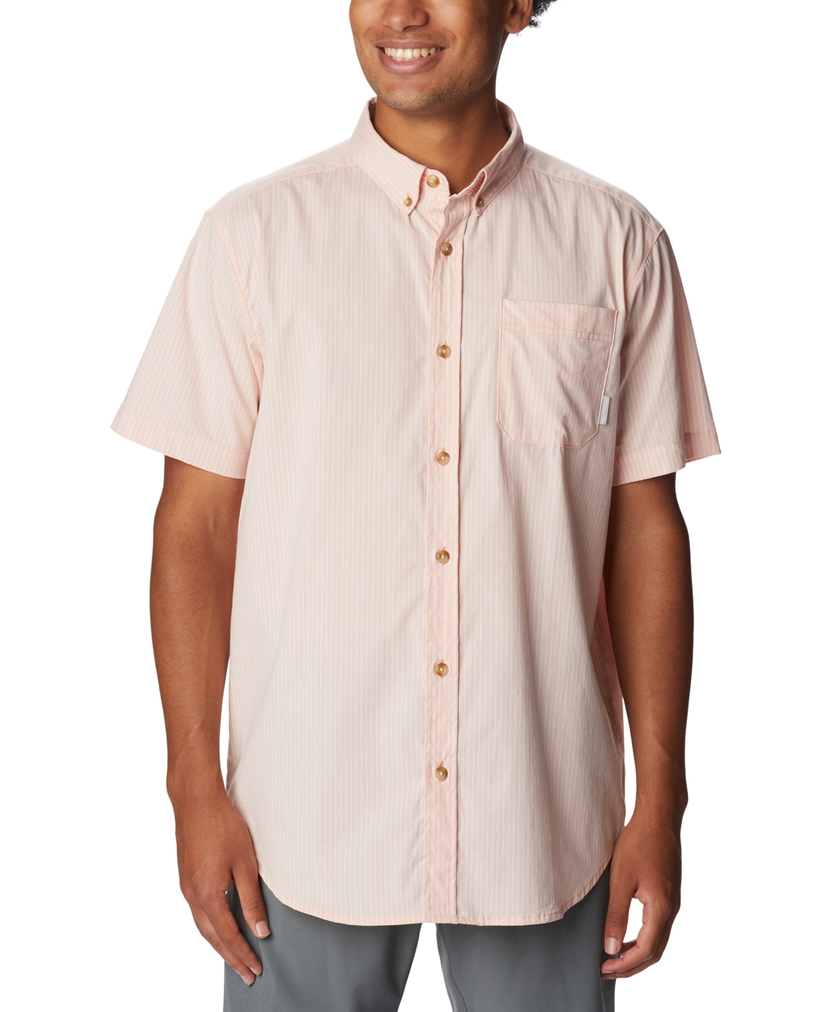 Columbia Mens Rapid Rivers II Plaid Short Sleeve Shirt Peach XL