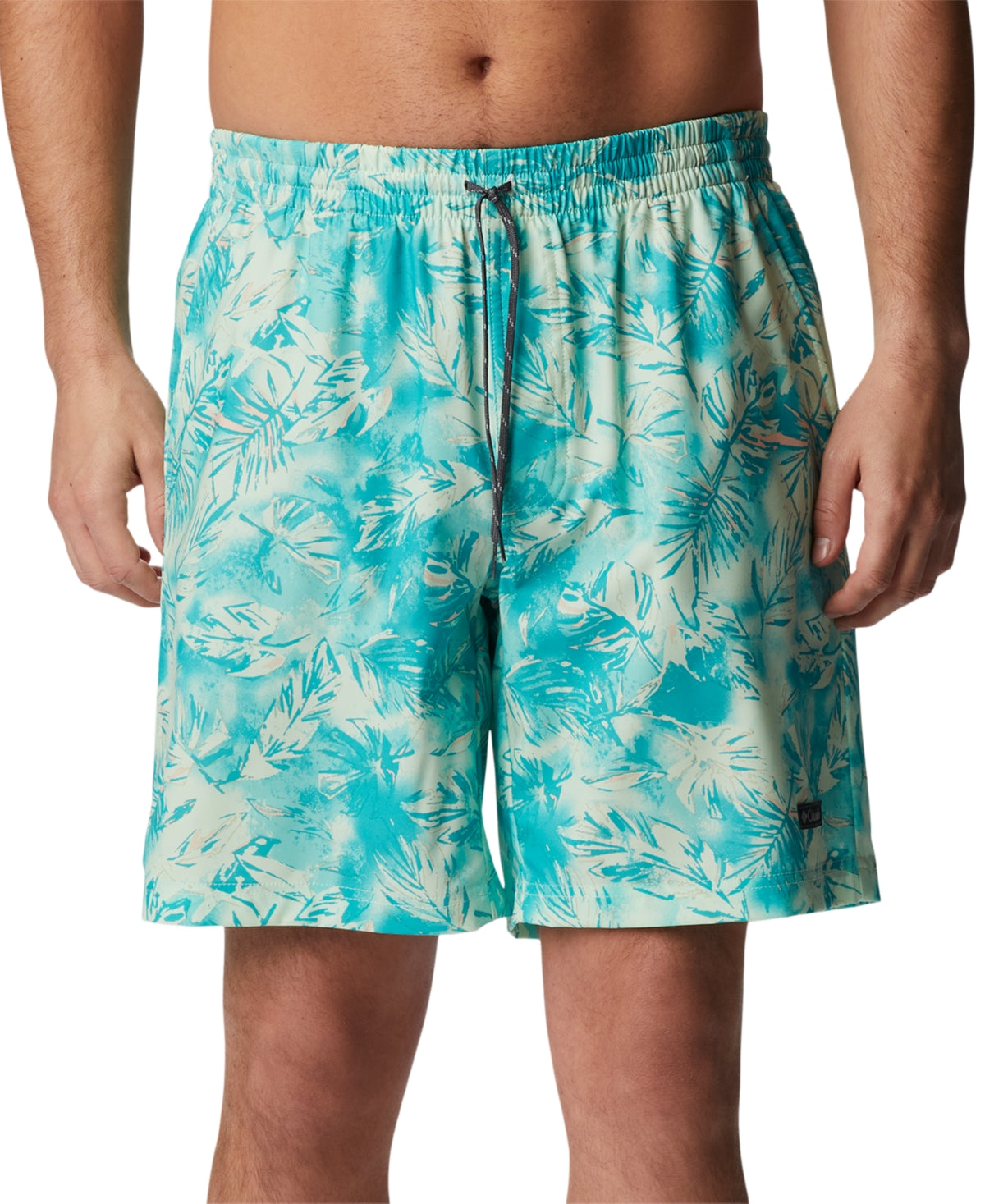 Columbia Mens Summertide Stretch Printed Shorts Green Blue 2XL