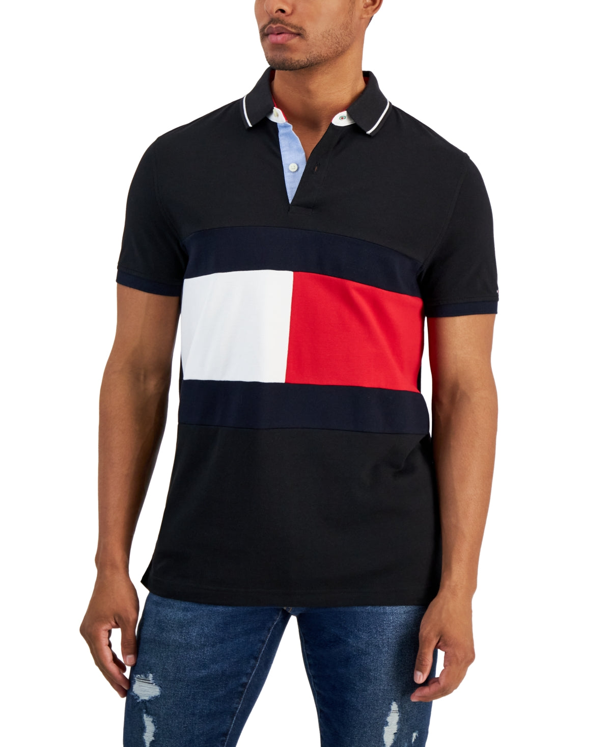 Tommy Hilfiger Mens THFlex Short Sleeve Polo Shirt  Dark Sable Large