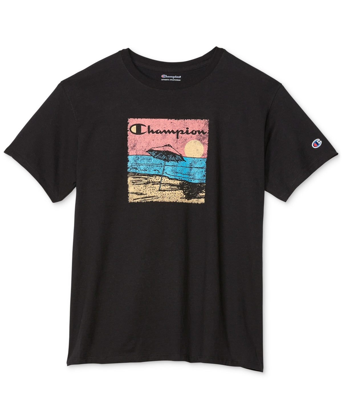 Champion Men's Beach Time Standard Fit Short Sleeve T Shirt Black Medium