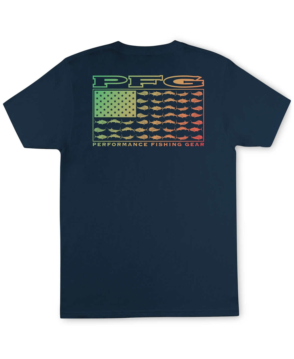 Columbia Men's Fishing Gear Gradient Fish Flag Graphic T Shirt Blue Medium